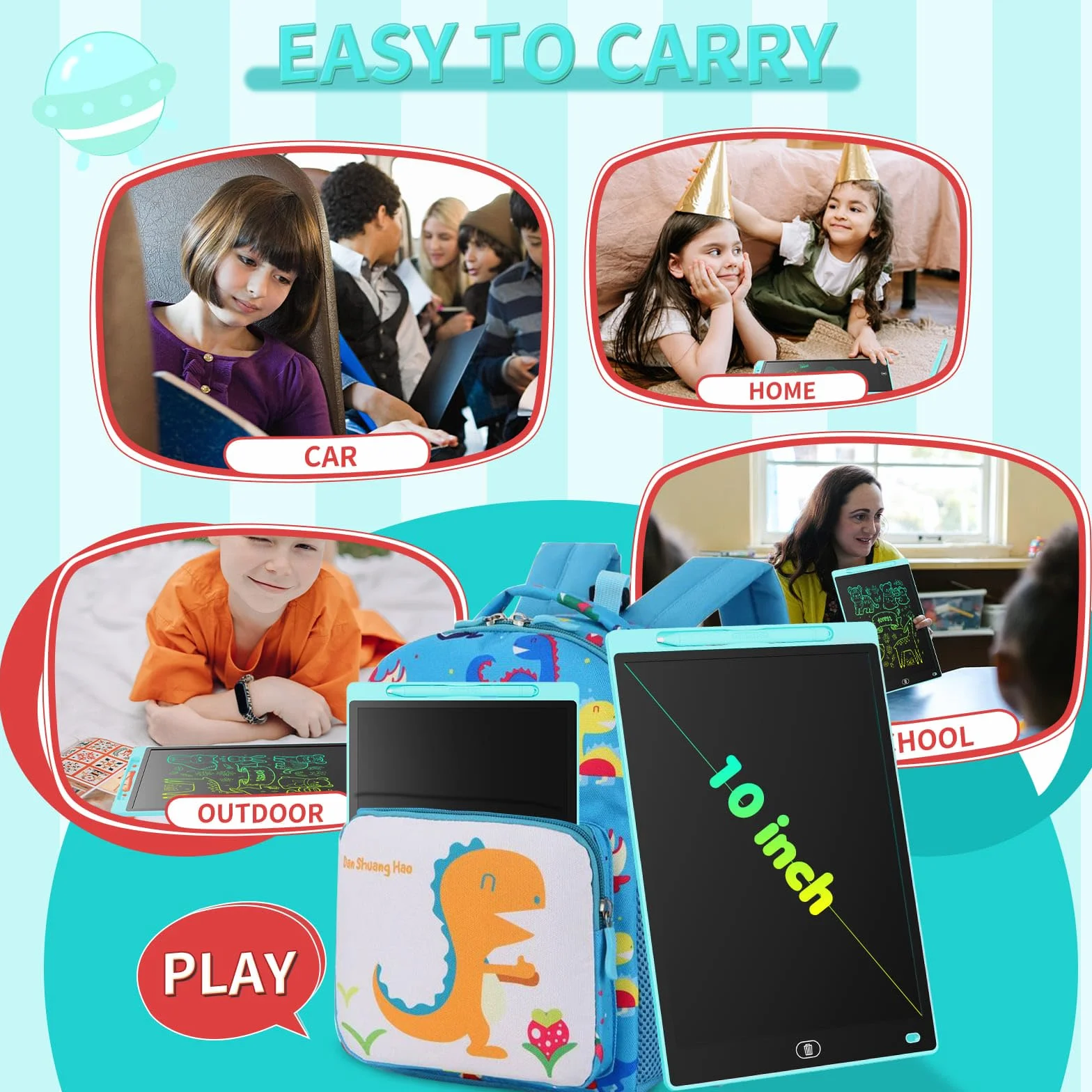 Genialba Tablet LCD do Pisania 10 Cali Kolorowy Tablet Elektroniczny Ekran do Rysowania Zabawka Edukacyjna Prezent dla 2 3 4 5 lat Chłopcy Dziewczęta Boże Narodzenie Urodziny (Niebieski)