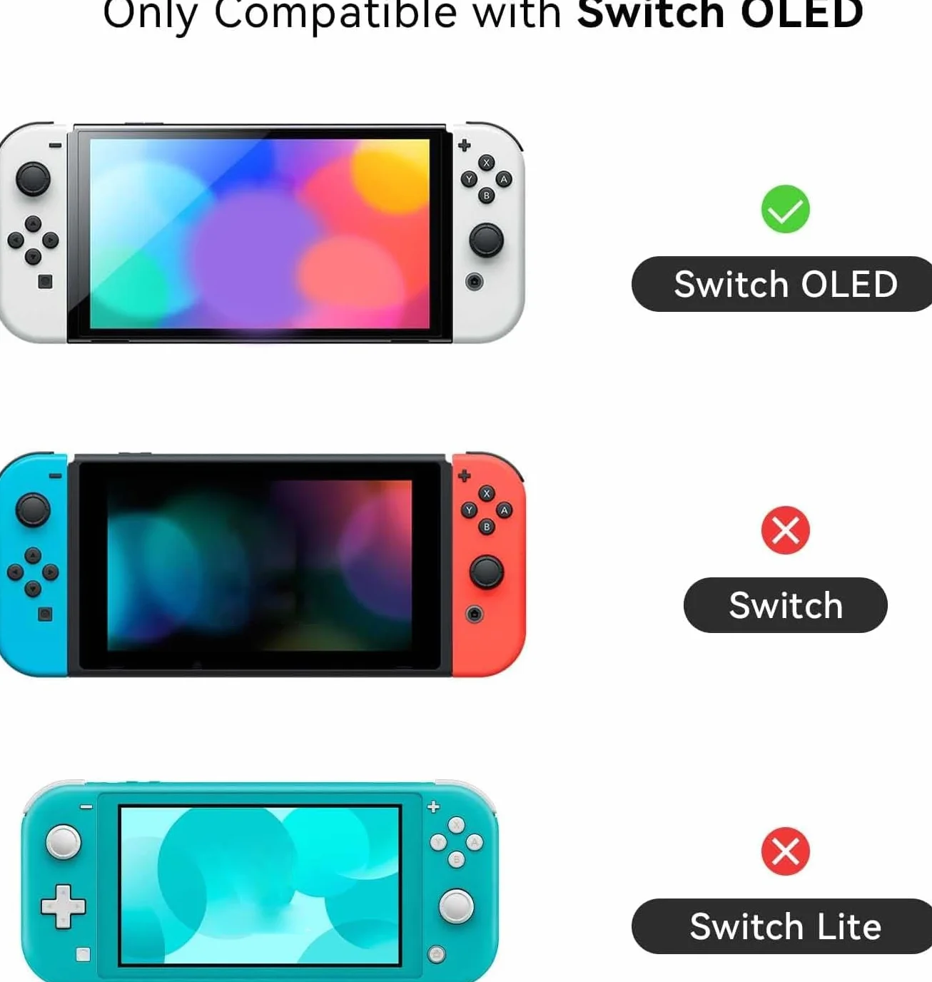Etui ochronne GeekShare Slim Cover Case kompatybilne z konsolą Switch OLED, amortyzującą i odporną na zarysowania skórką ochronną na Switch OLED 2021 - Shark Party (przezroczysta)