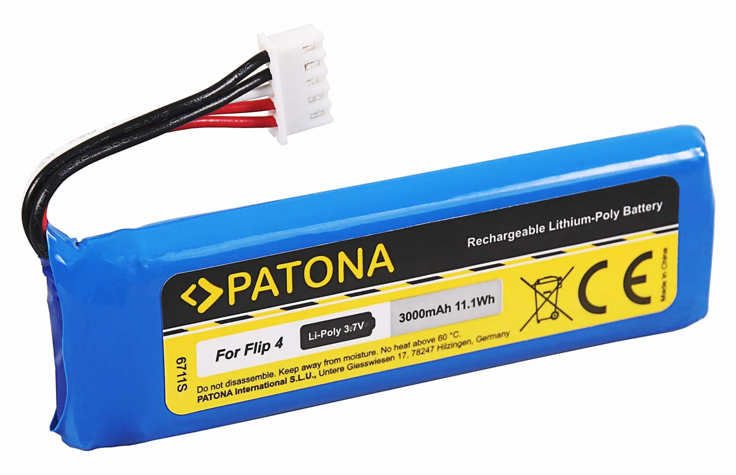 PATONA 6711 zamiennik baterii JBL GSP872693 01 (3000 mAh) - kompatybilny z JBL Flip 4
