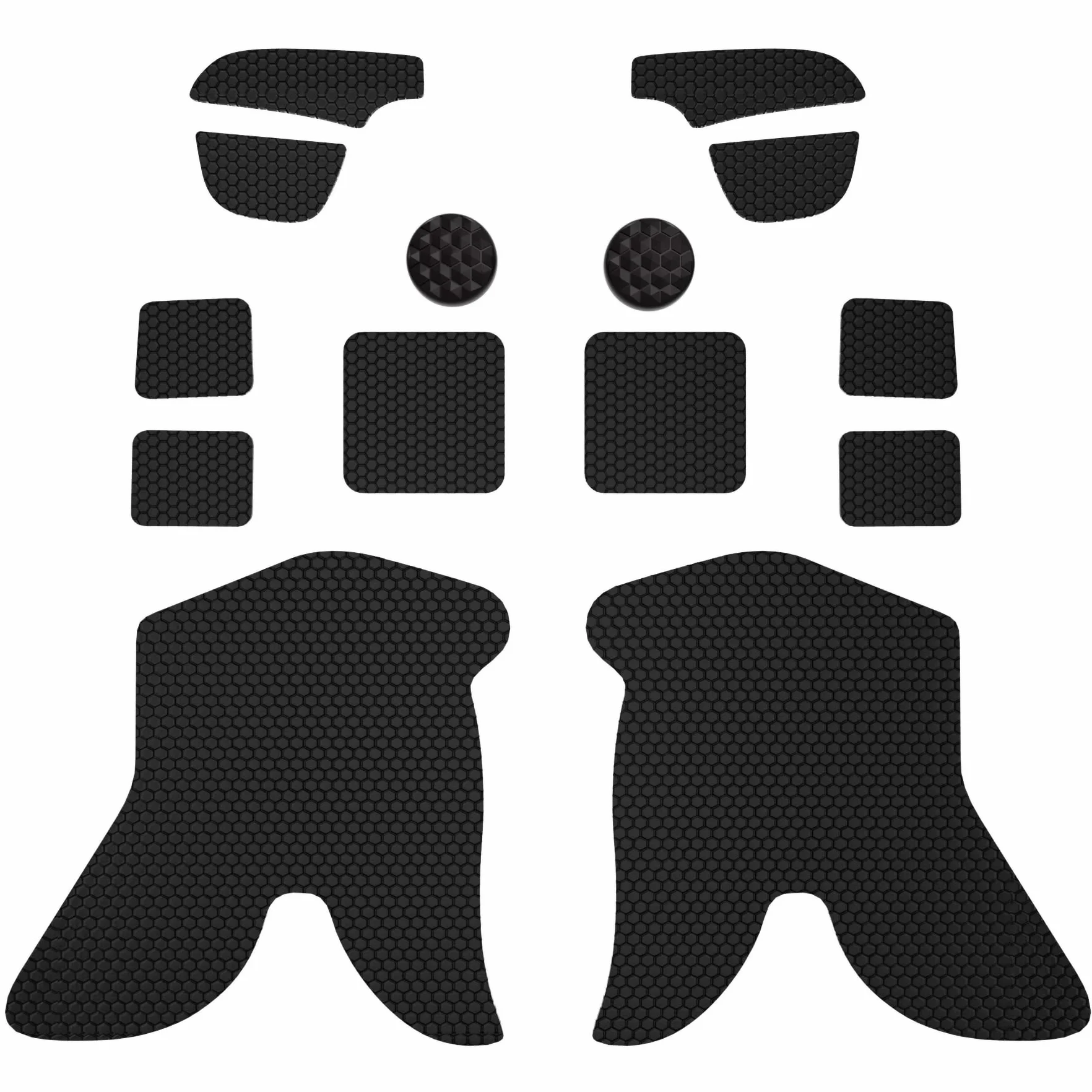 PlayVital Miękkie Gumowe Podkładki Pod Rękojeści do Steam Deck LCD,Naklejki Ochronne na Gładziki Skin Grip Enhancement Back Button do Steam Deck OLED z Nakładkami na Kciuki-Czarny(Honeycomb Textured)