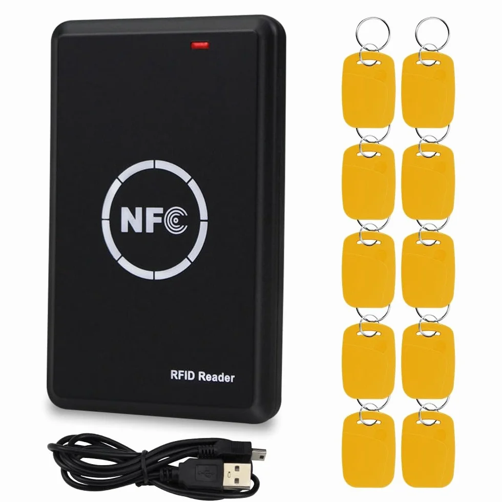 Duplikator kart RFID/czytnik kart IC, szyfrowany dekoder, kopiarka USB z 125 kHz / 13,56 MHz z podwójną częstotliwością zapisywalne breloki do kluczy
