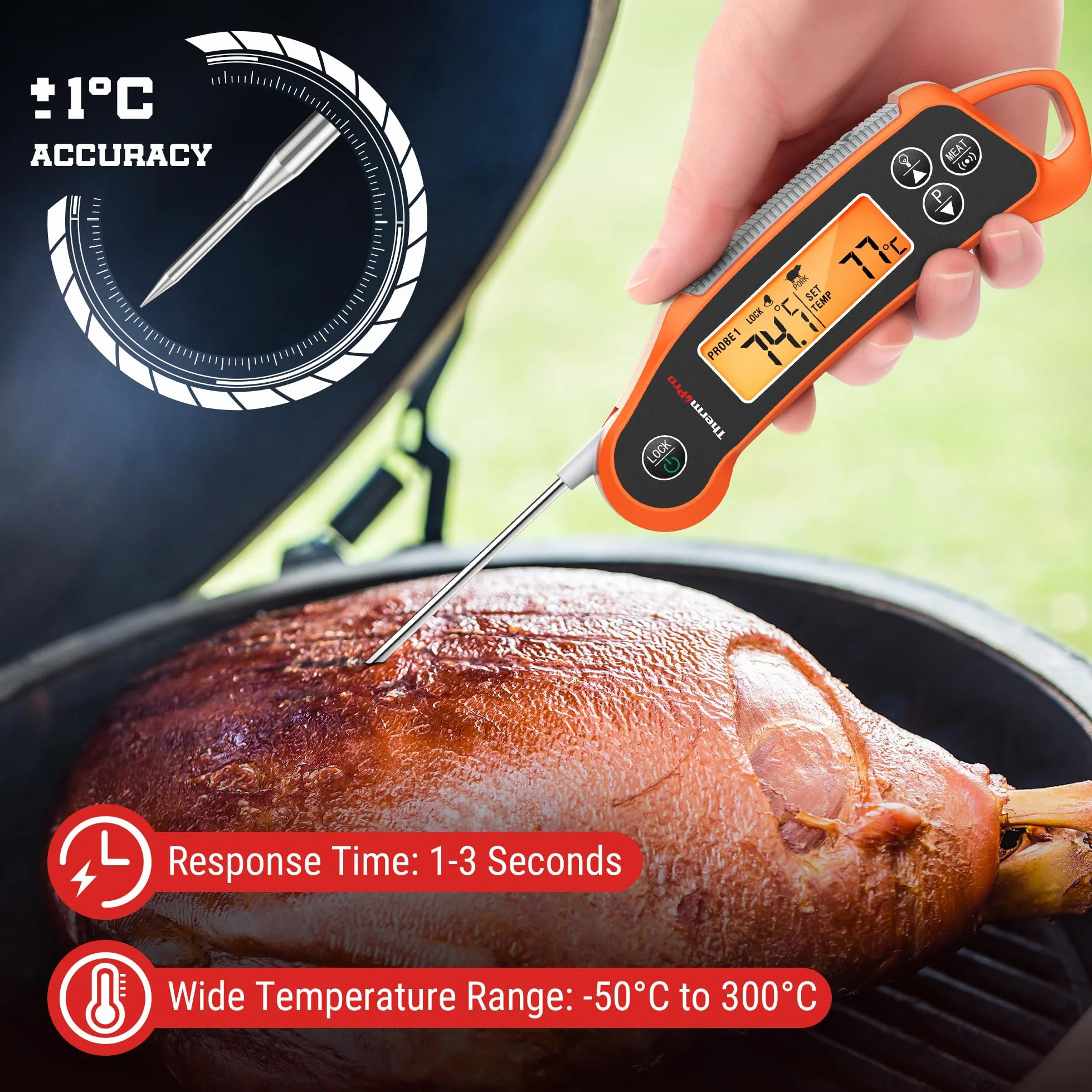 ThermoPro TP710 termometr do mięsa 2 sondy IP65 wodoszczelny alarm