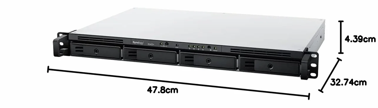 Synology 4-kieszeniowy procesor NAS 1,4 GHz Quadcore - RS422+ Rack Station, czarny