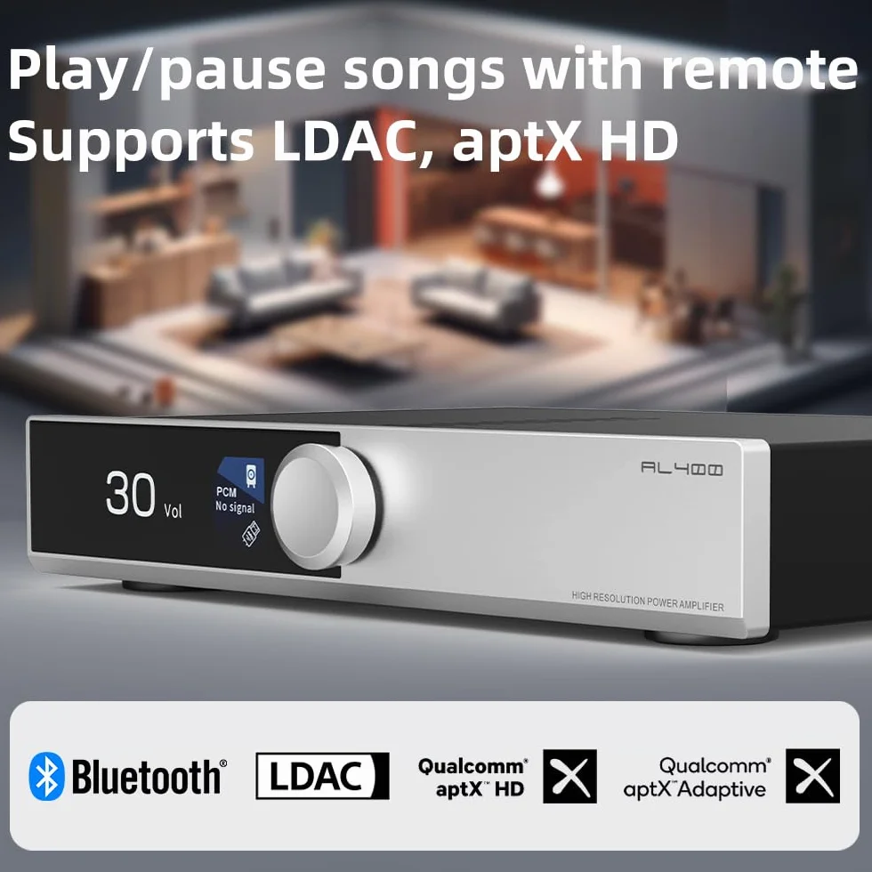 SMSL AL400 All-in-One Dekoder Hi-Fi, przedwzmacniacz, gramofon, wzmacniacz mocy TPA3255 amp i układ dac CS43141, Full MQA, MM i MC Cartridge HDMI (eARC), do telewizora, kina domowego, subwoofera
