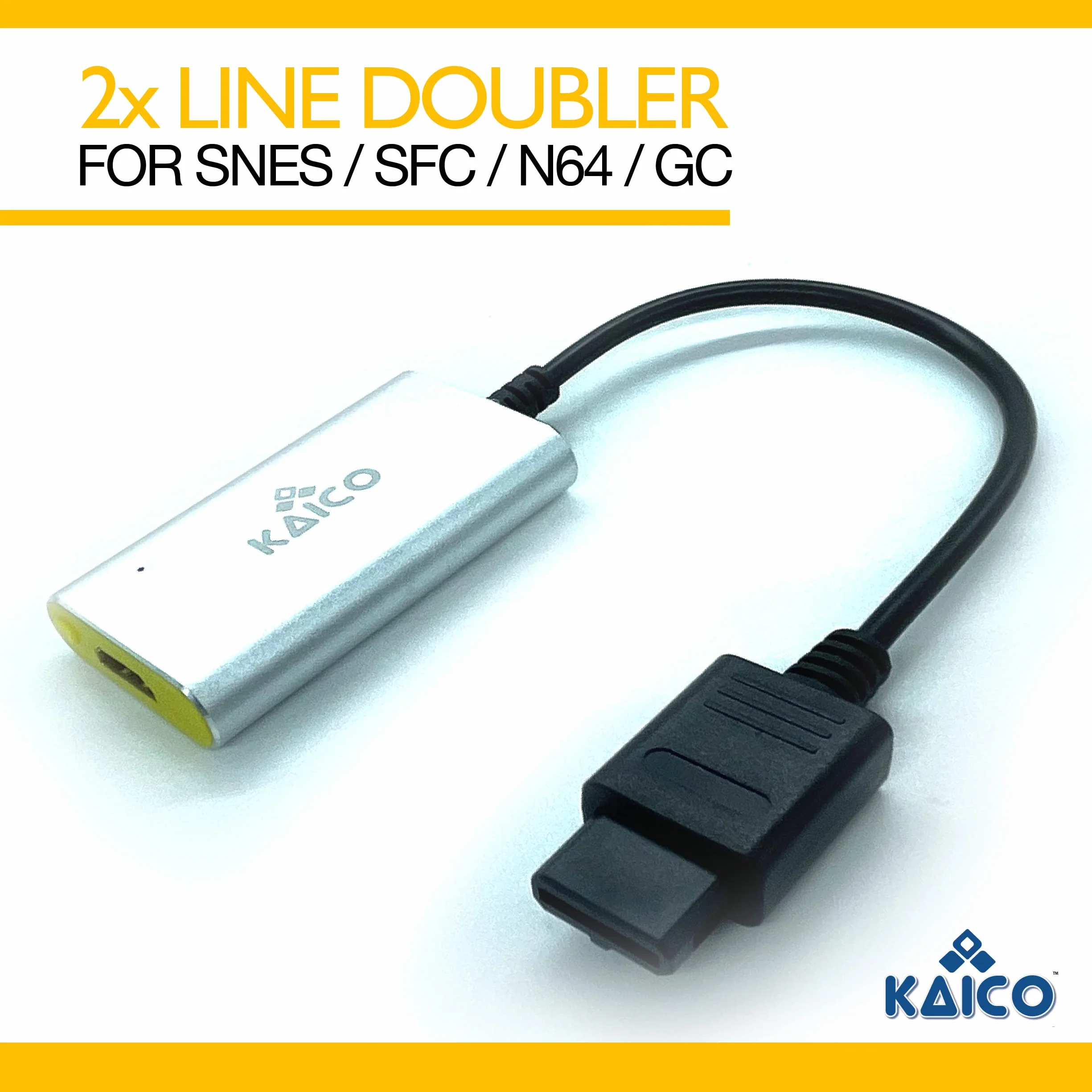 Kaico Analogowy Adapter HDMI do Nintendo N64, Super Nintendo, Super Famicom i GameCube – Obsługa 2X Line Doubling – Adapter HDMI Plug and Play dla N64, SNES i GC