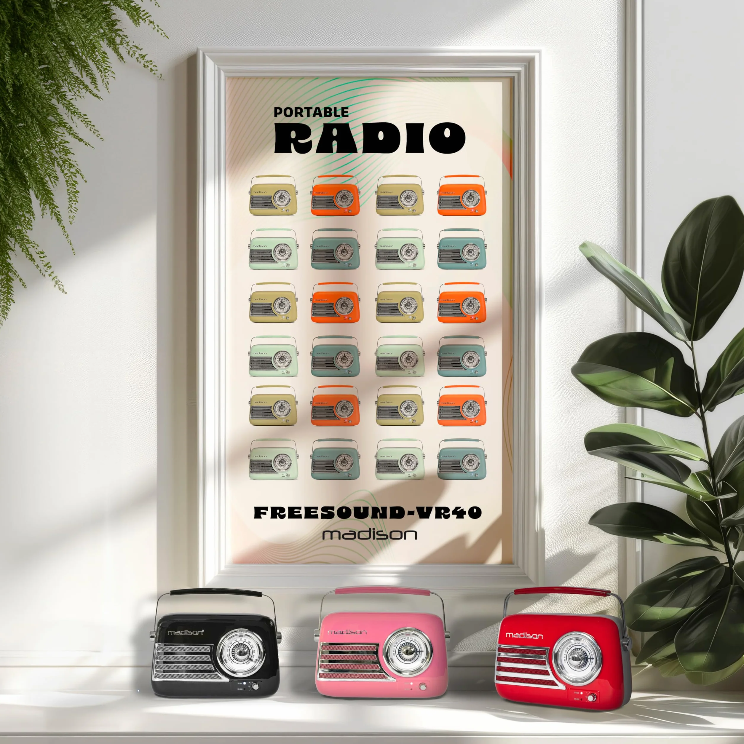 Madison - FREESOUND-VR40R - Vintage radio bateryjne o mocy 30W z Bluetooth, USB i FM - czerwony