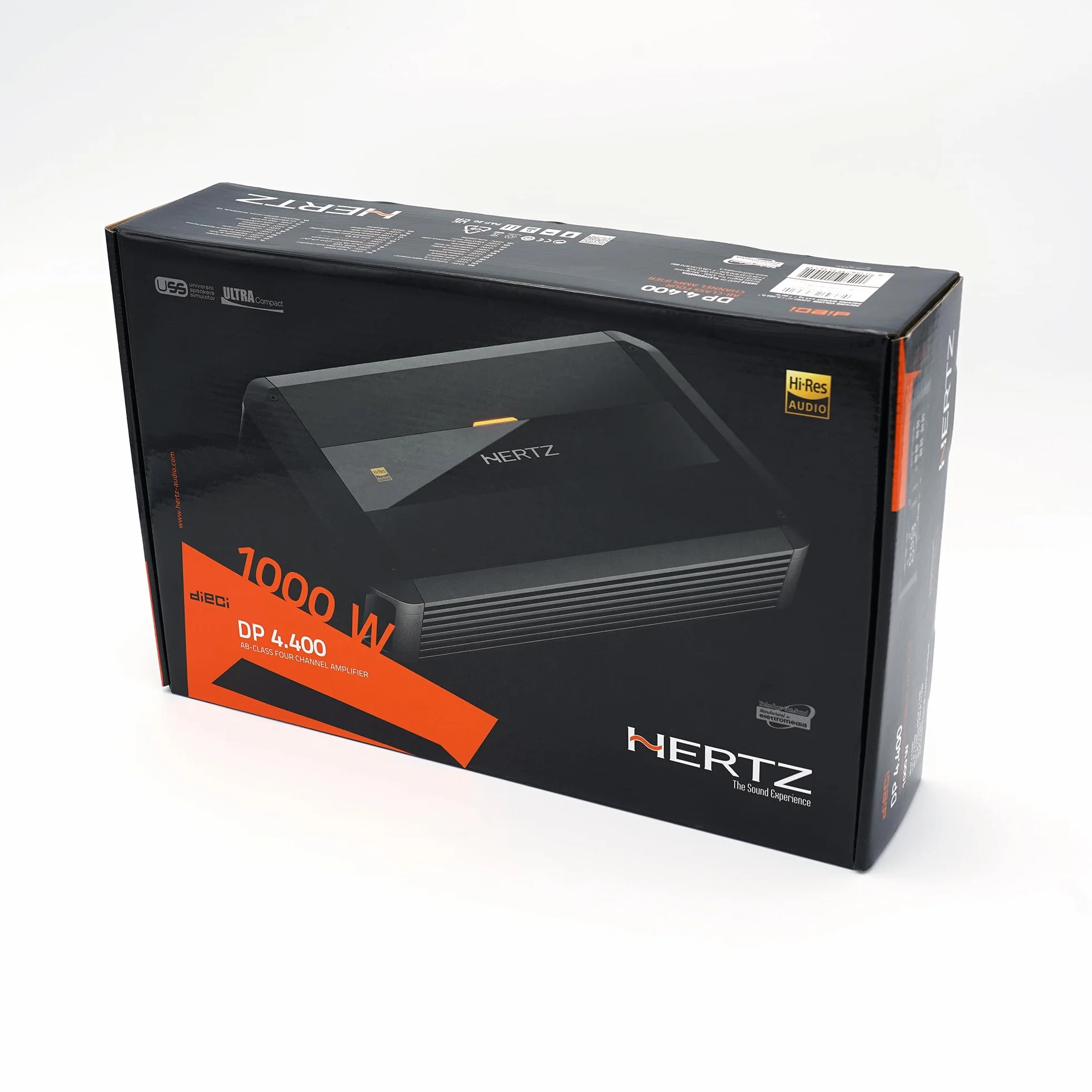 Hertz DP 4.400 – wzmacniacz 4-kanałowy, 4×125 W przy 2 Ω, wysoka stabilność termiczna