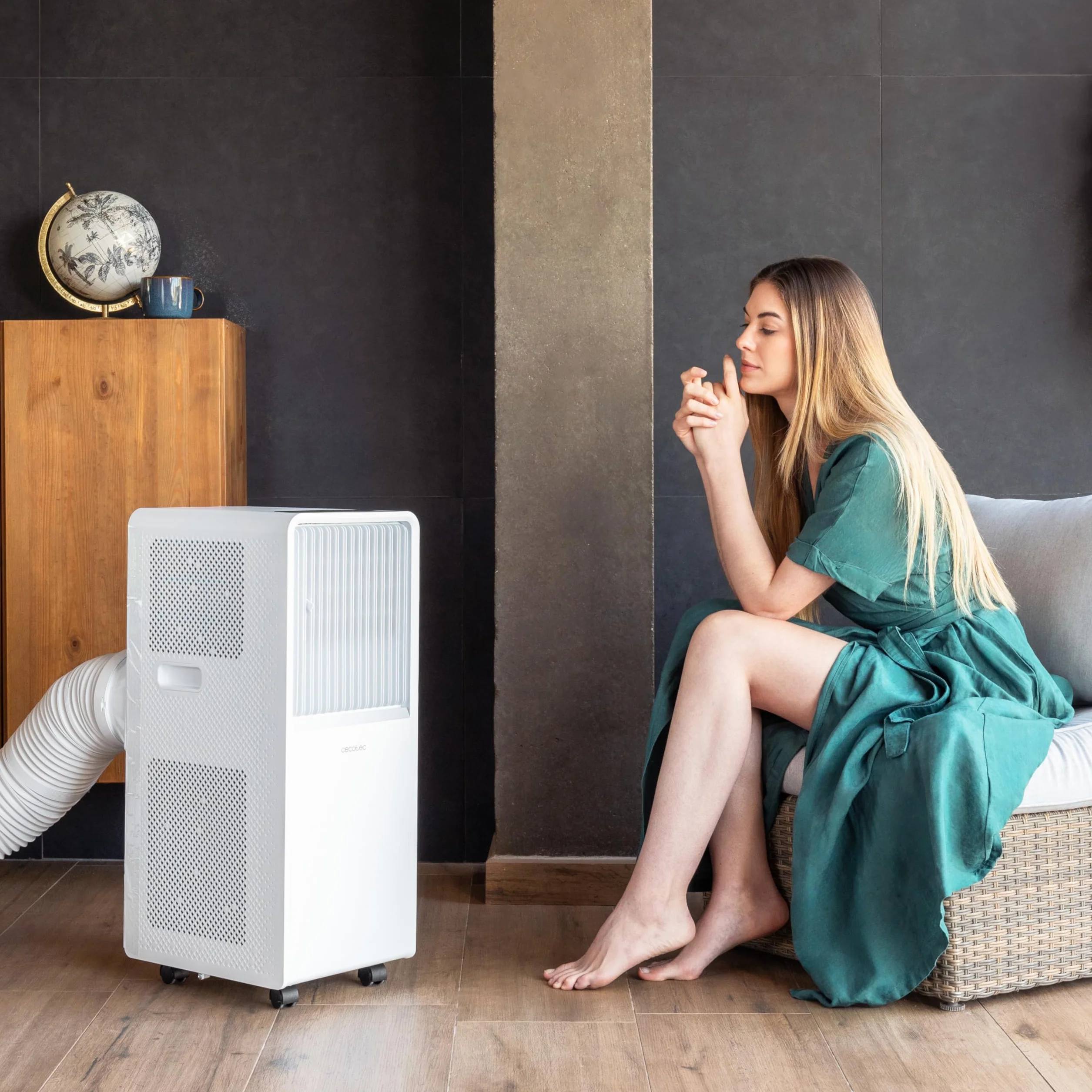 Cecotec Portable Air Conditioning ForceClima 7150 Style, 7000 BTU, Coverage Area 14 m², Remote Control, Touch Control, LED Display, 4 Modes, 2 Speeds, Timer