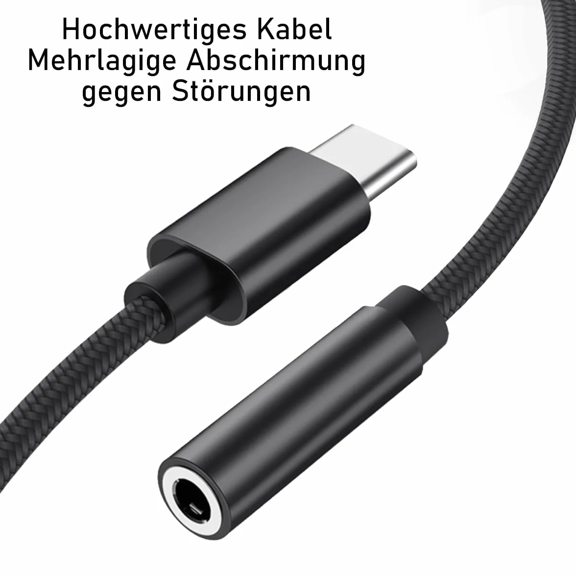 Adapter do słuchawek USB C, USB-C na jack 3,5 mm, adapter audio, uniwersalny czarny