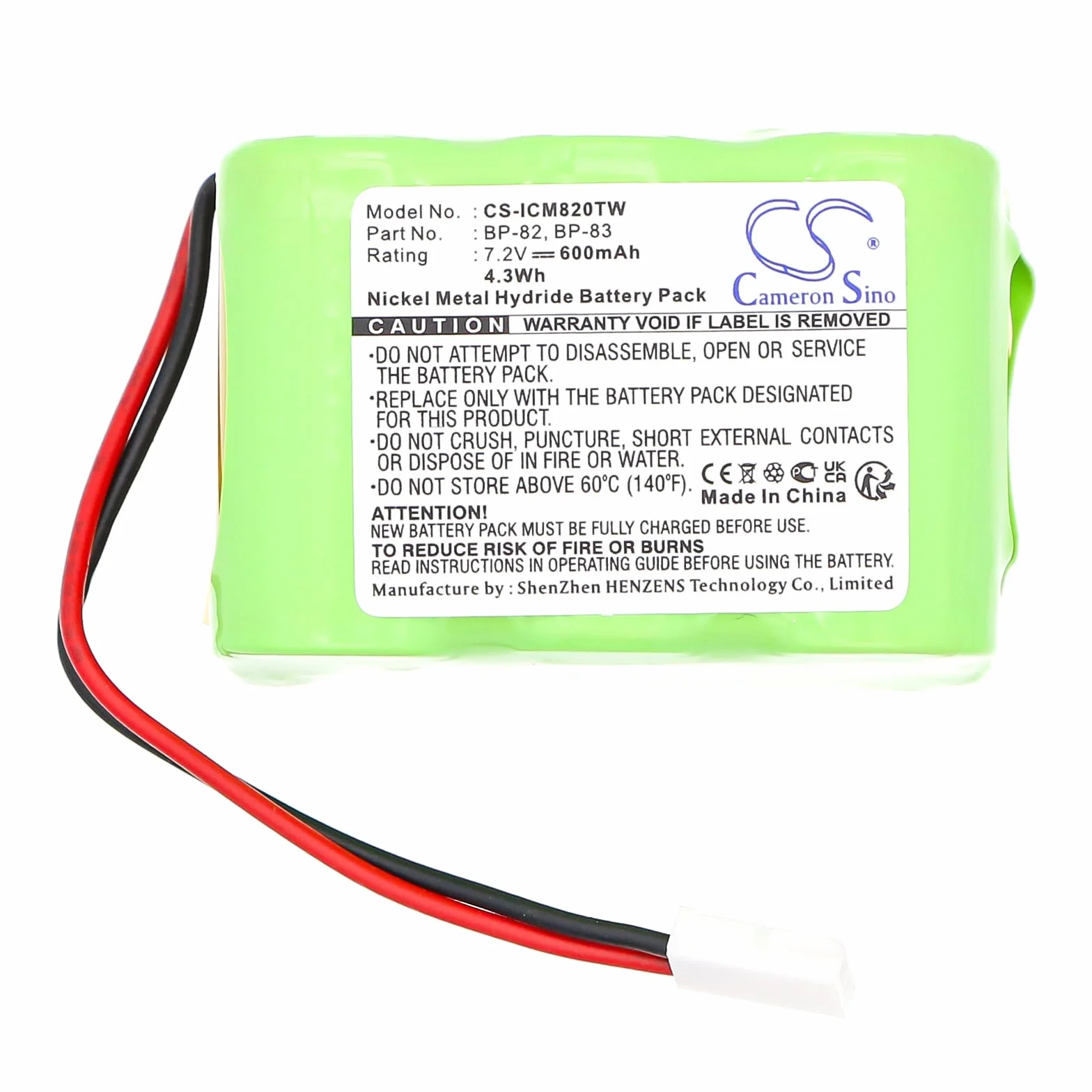 TECHTEK Bateria 600mAh kompatybilny z [Icom] IC-24AT, IC-24ET, IC-25RA, IC-2SA, IC-2SAT, IC-2SE, IC-2SET, IC-3SAT, IC-45A, IC-45SE, IC-4SA, IC-4SE, IC-CM8, IC-CM89, IC-M7, IC-R1, IC-W2A zastępuje FB