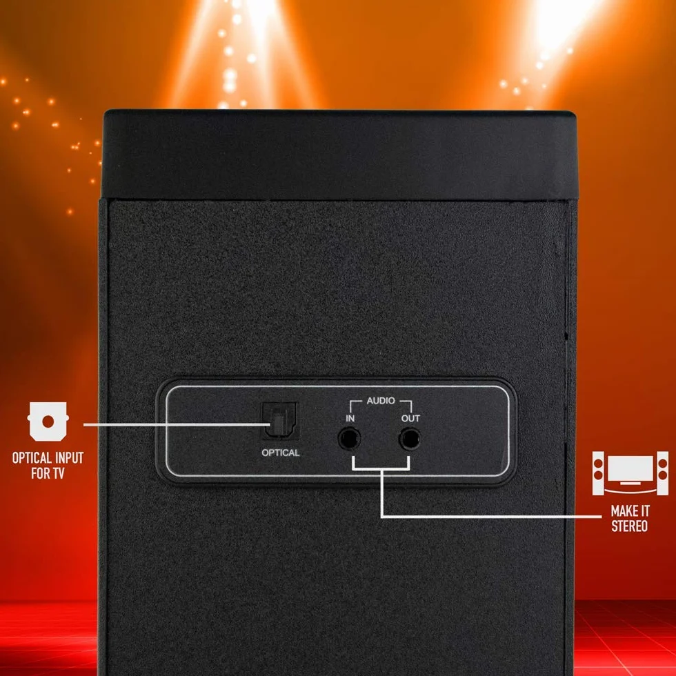 NGS SKY CHARM BLACK- Głośnik Kolumnowy Bluetooth 50W z Pilotem, Wejściem Optycznym, USB, Radiem FM i AUX IN (Kolor Czarny)