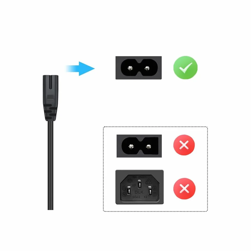 Kabel Zasilający AC do Xbox One S/X, Series XSX/S - 2 m EU Wtyczka 2-Pinowa