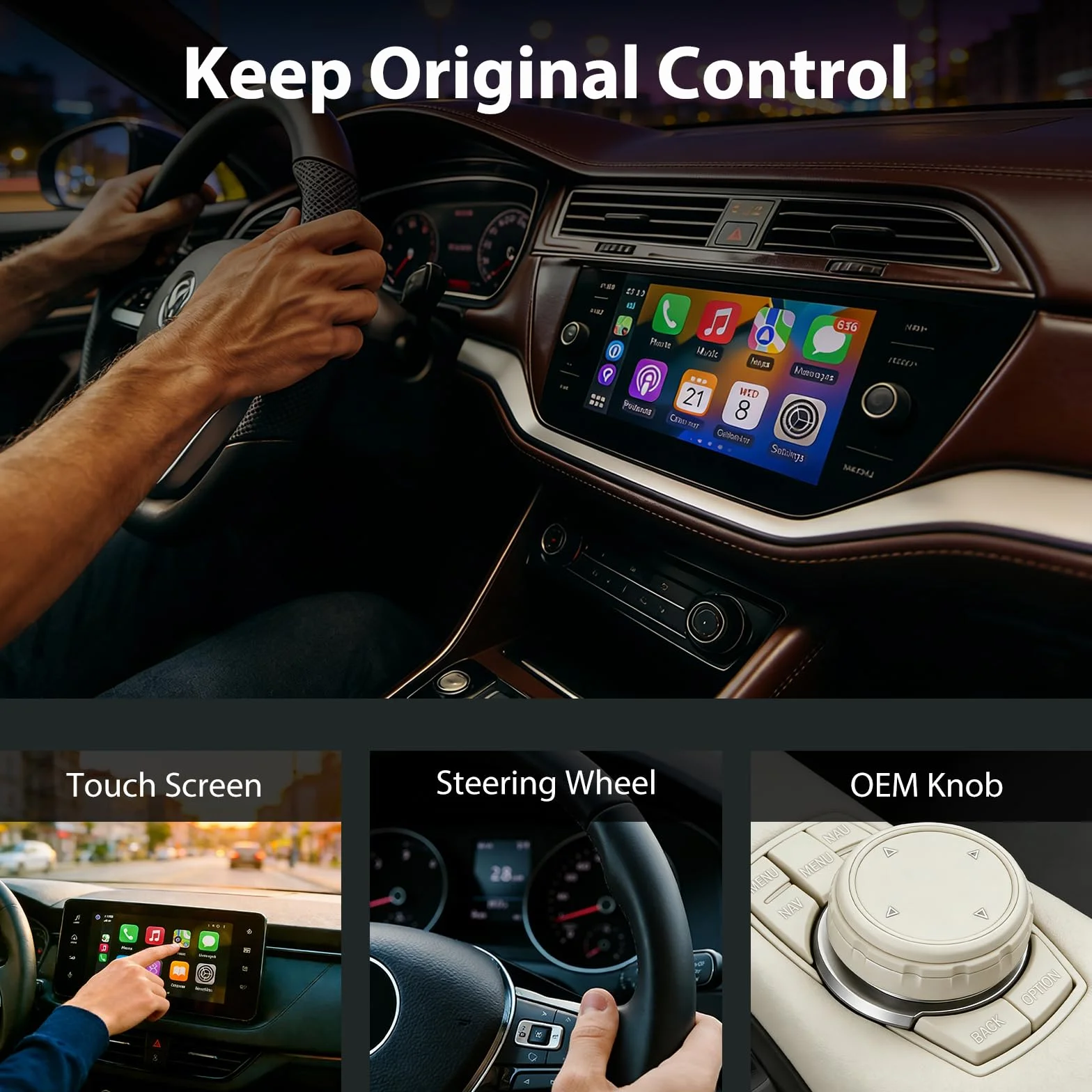 Sunweyer Bezprzewodowy adapter CarPlay i bezprzewodowy adapter Android Auto UK, do Apple CarPlay, USB Bluetooth Dongle dla iPhone'a i Androida