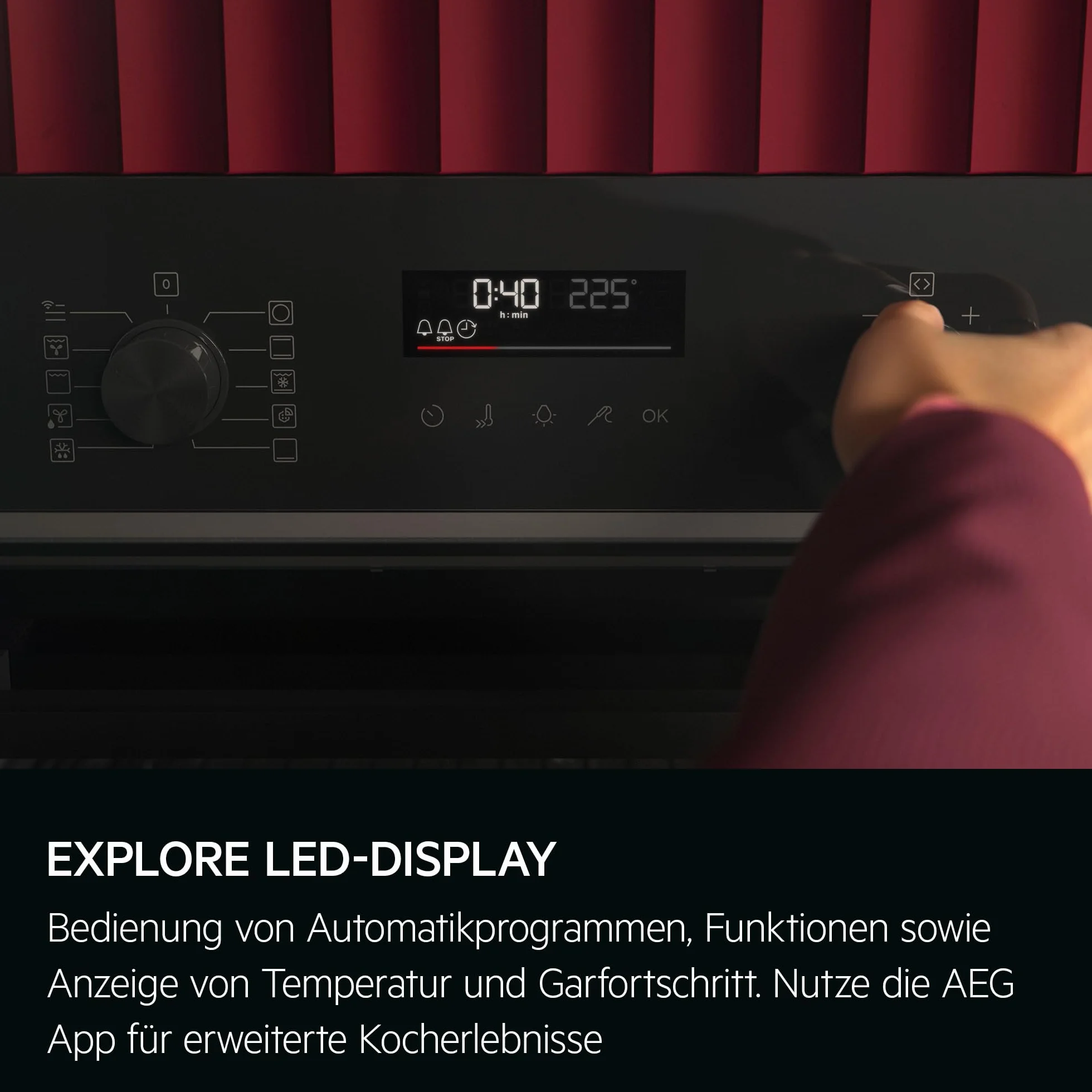 AEG Piec do zabudowy WiFi – seria 6 wyświetlacz dotykowy LED – Made in Germany – samooczyszczanie – czujnik temperatury rdzenia: do dokładnego gotowania – AirFry – 45 programów automatycznych – czarny