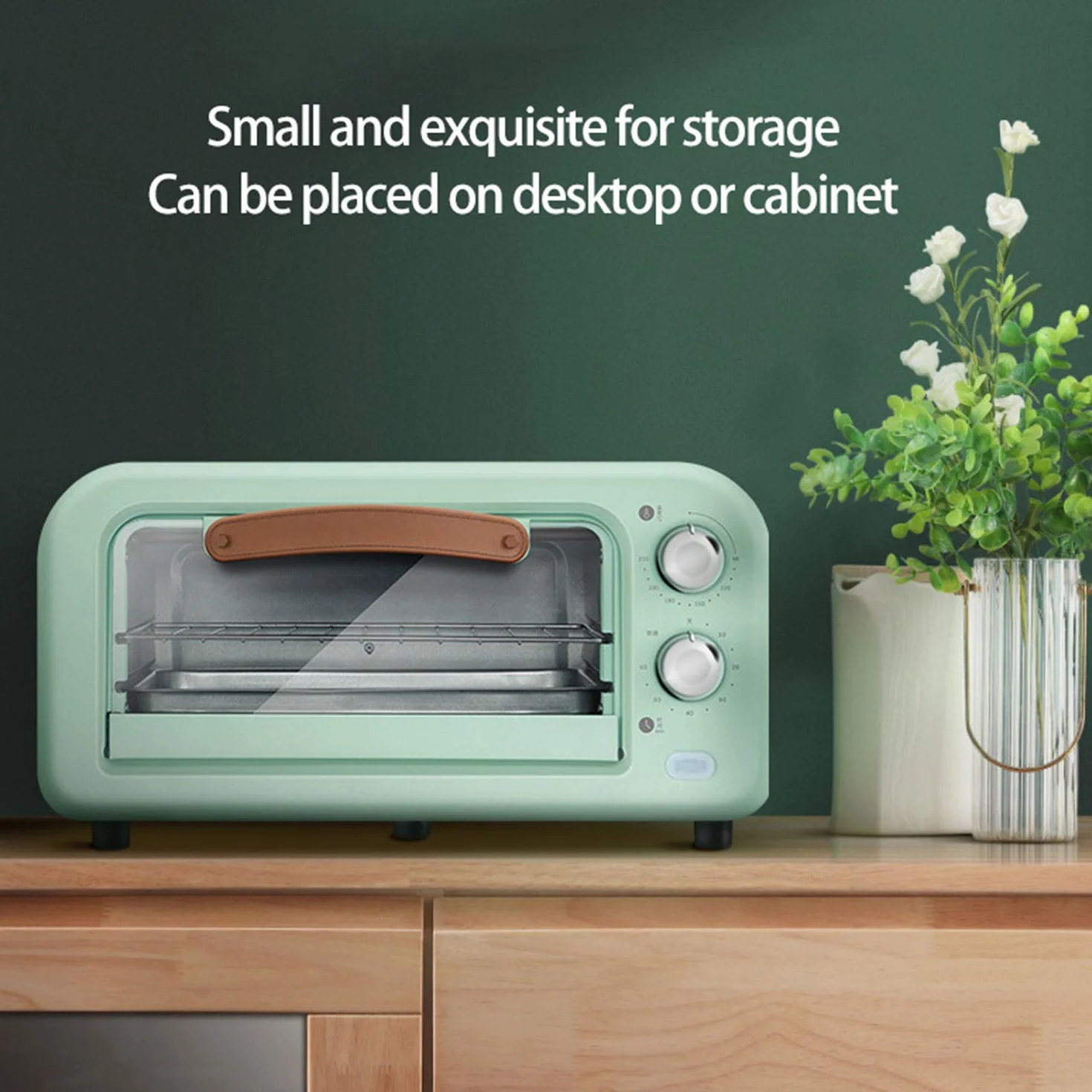 Mini piekarnik retro 12 l 800 W 90-230°C zielony