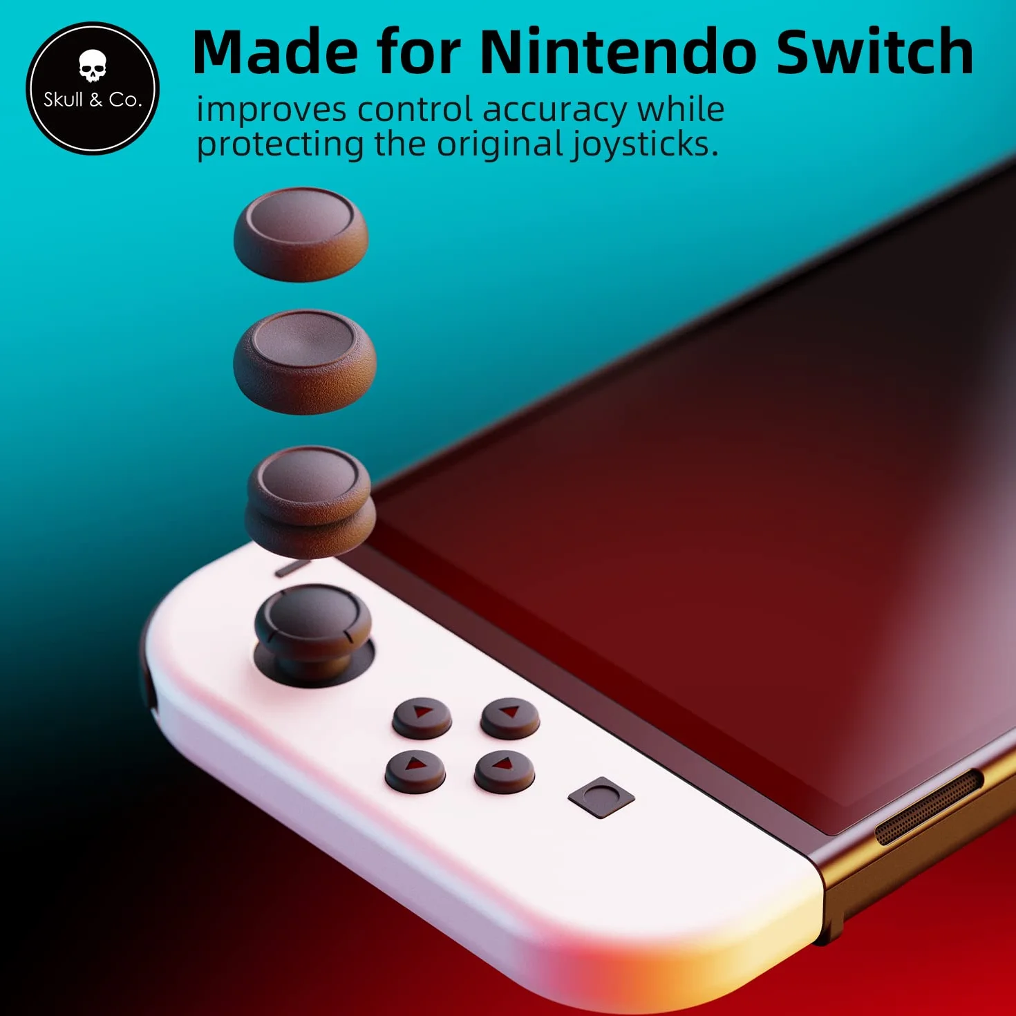 Skull & Co. Skin, CQC i FPS zestaw uchwytów na kciuki, nasadka joysticka, nasadka analogowa do Switch i Switch OLED Joy-Con Controller - niebieski + neonowy żółty, 3 pary (6 szt.)
