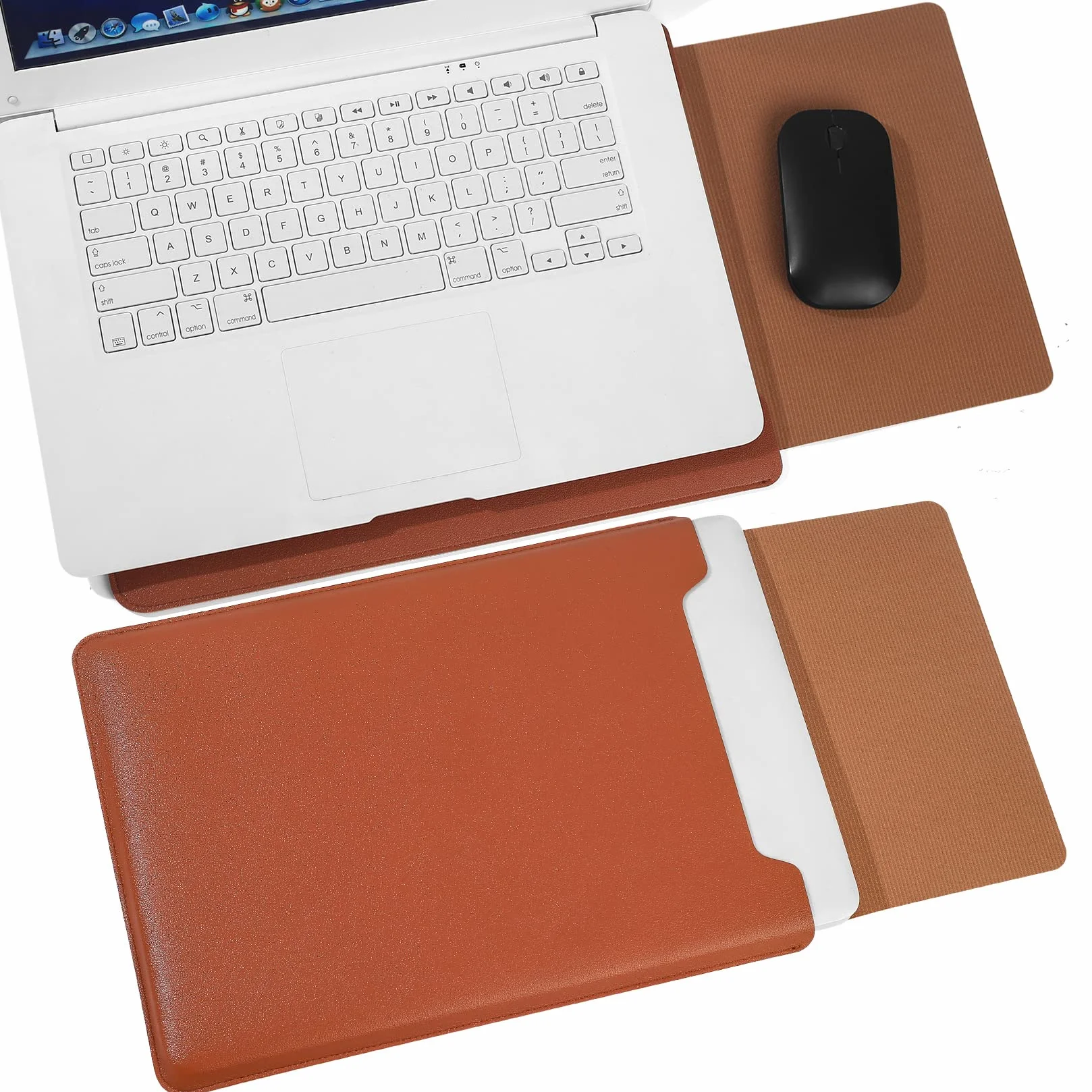 Pokrowiec na laptopa 13,3-14", wyściełany futerał na laptopa, cienka przenośna, wszechstronna torba na laptopa kompatybilna z laptopem 2022 Pro 14 cali/2015 Pro 13,3 cala/Air 13,3 cala, ciemnobrązowy