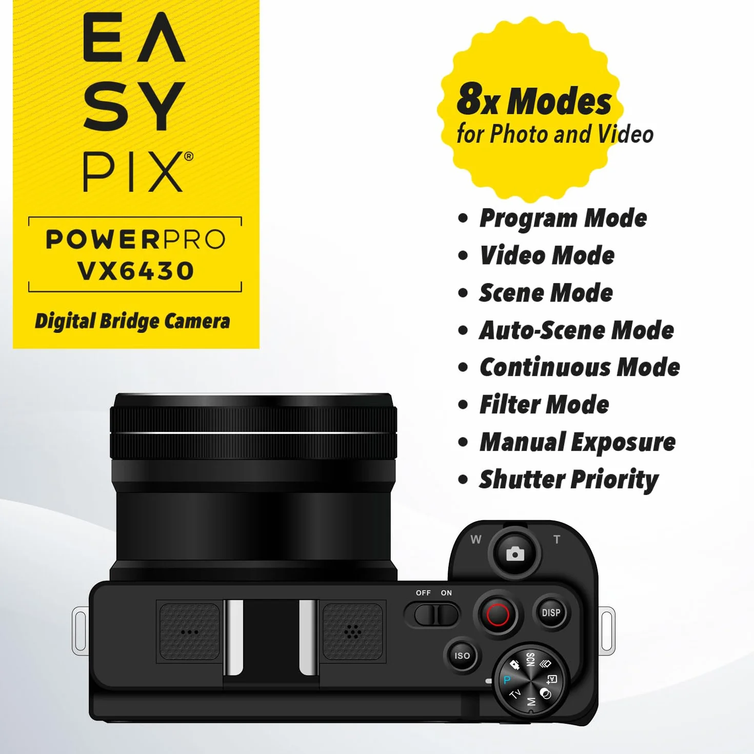 Easypix PowerPro VX6430, kompaktowa kamera systemowa z WiFi, 10 x zoom optyczny, rozdzielczość do 64 MP, wyświetlacz 2,8", złącze mikrofonowe