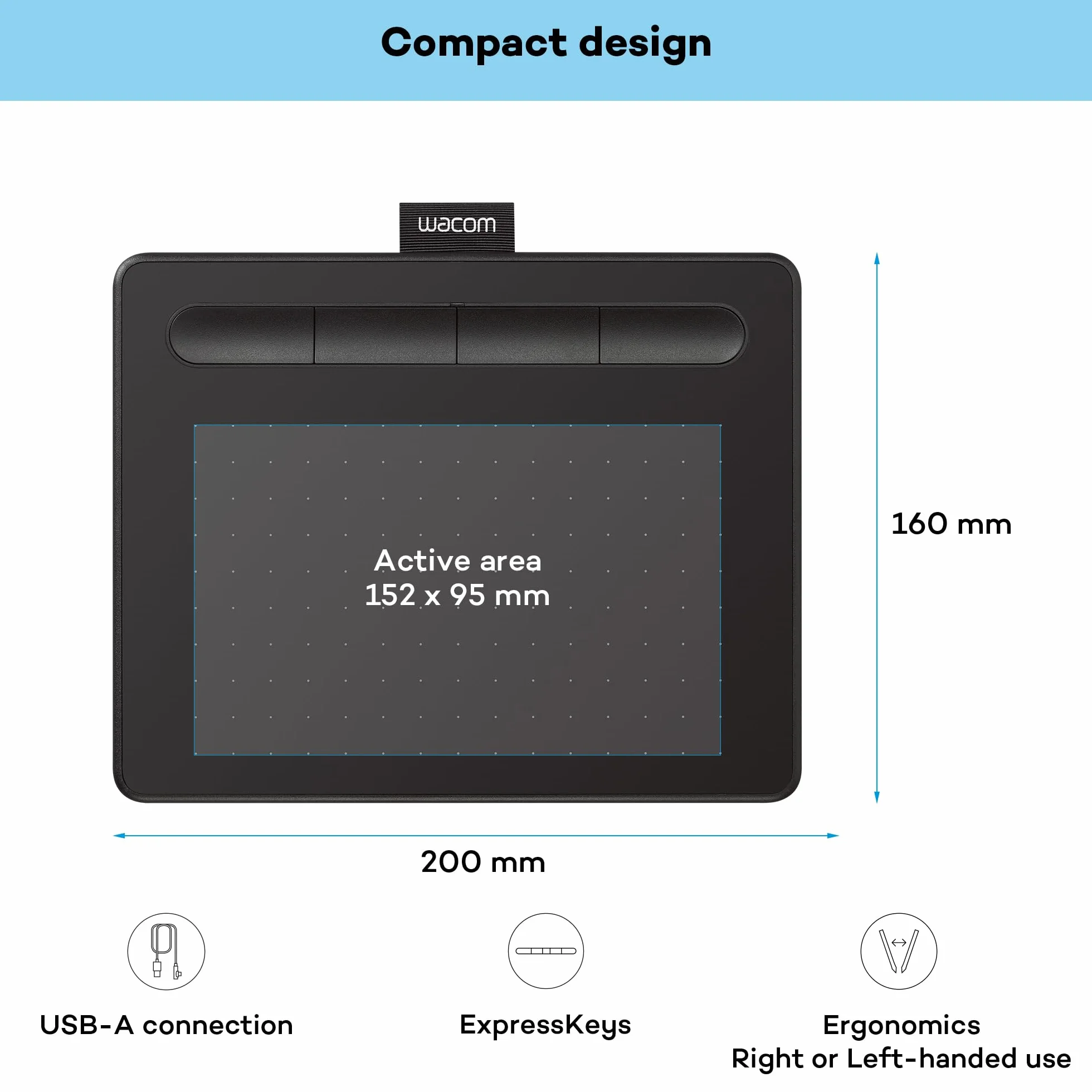 Wacom Intuos Basic Pen CTL-4100K-S Tablet Graficzny, Czarny, S