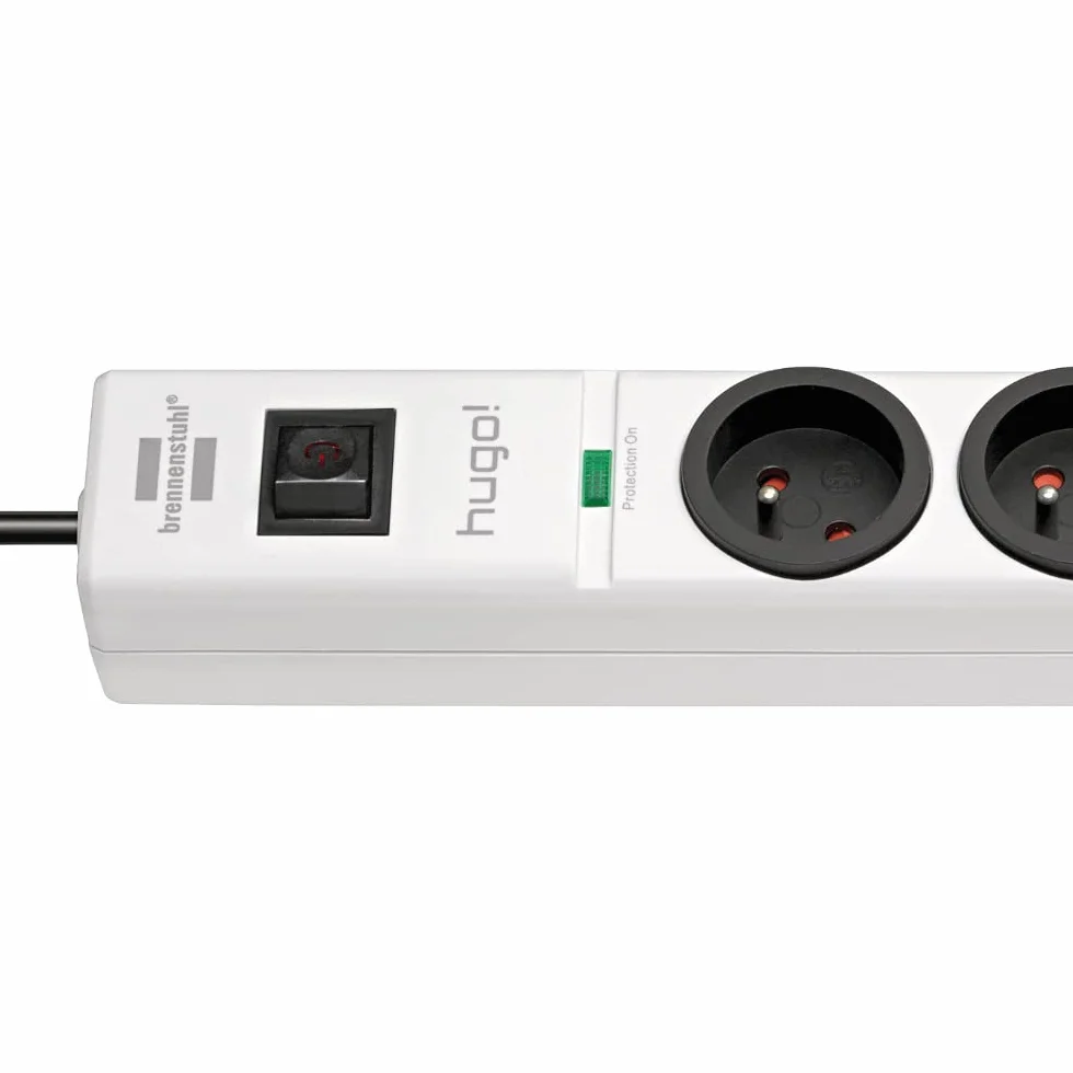 Brennenstuhl Listwa zasilająca Hugo! biała, 3 gniazda + 2 gniazda USB, z ochroną przeciwprzepięciową i kablem 2 m (19,500 A)
