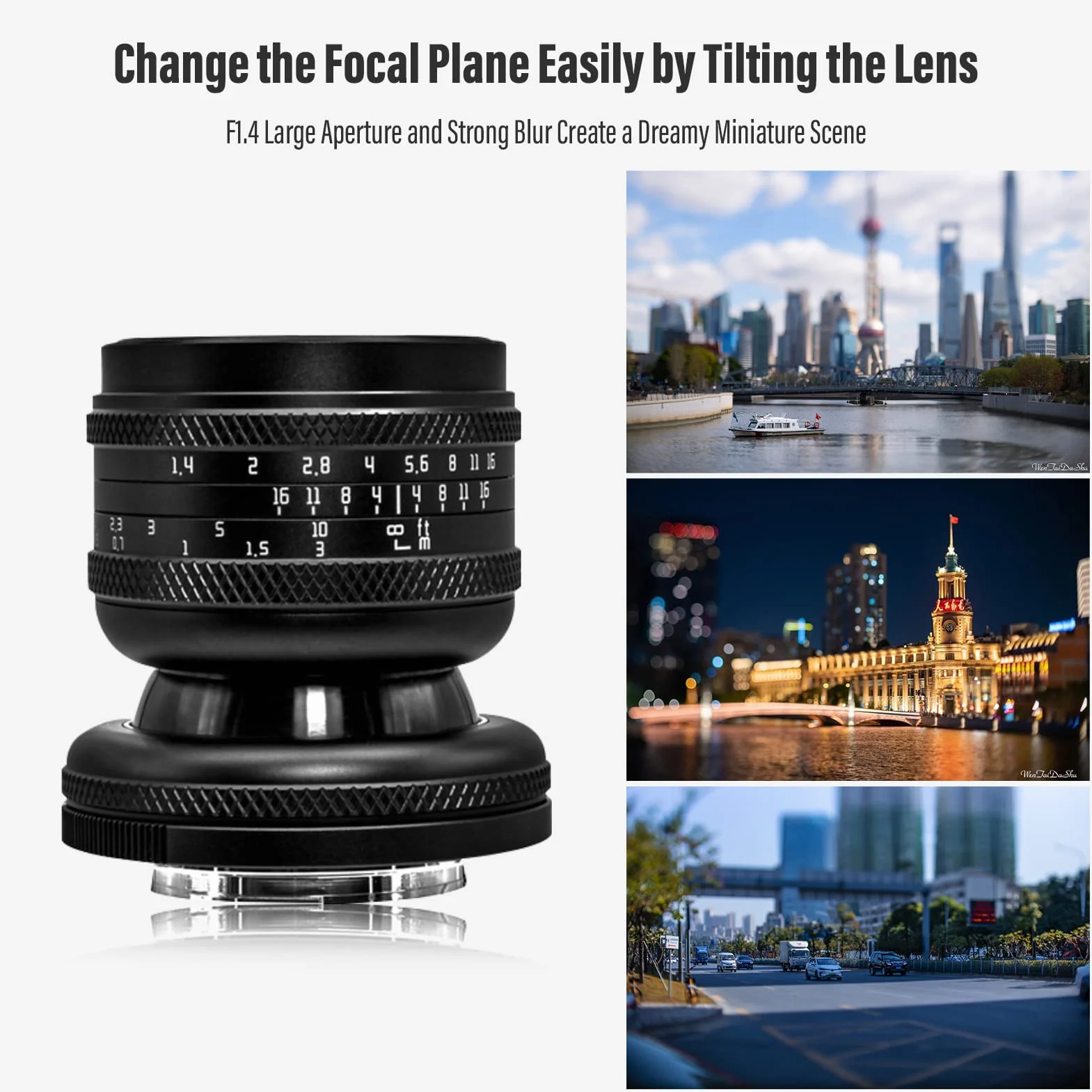 AstrHori 50 mm F1.4 obiektyw z szerokim otworem Ręczna pełna ramka Obiektyw pochylany 2 w 1 Kompatybilny z aparatem bezlusterkowym Canon RF-Mount EOS RP, EOS R5, EOS R6, EOS R3, EOS R itp.