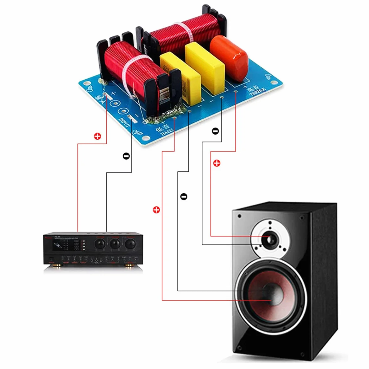 2 szt. 180 W głośnik crossover 2-drożny zwrotnica zwrotnica o wysokiej i niskiej częstotliwości 2900 Hz do głośników półkowych HI-FI, głośników centralnych, głośników surround