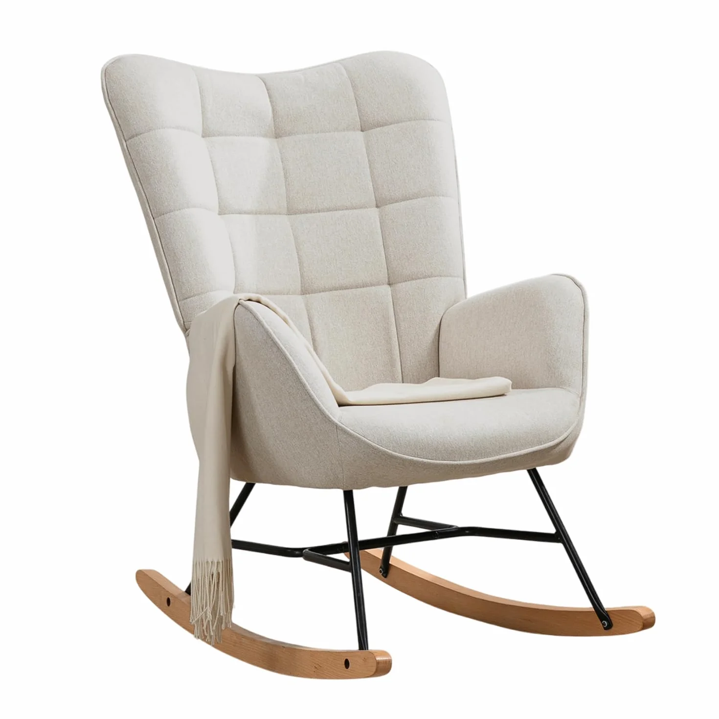 MEUBLE COSY Fotel bujany, relaksacyjny, fotel bujany, fotel do salonu, relaksacyjny, z wyściełaną powierzchnią do siedzenia, 68 x 87 x 98 cm