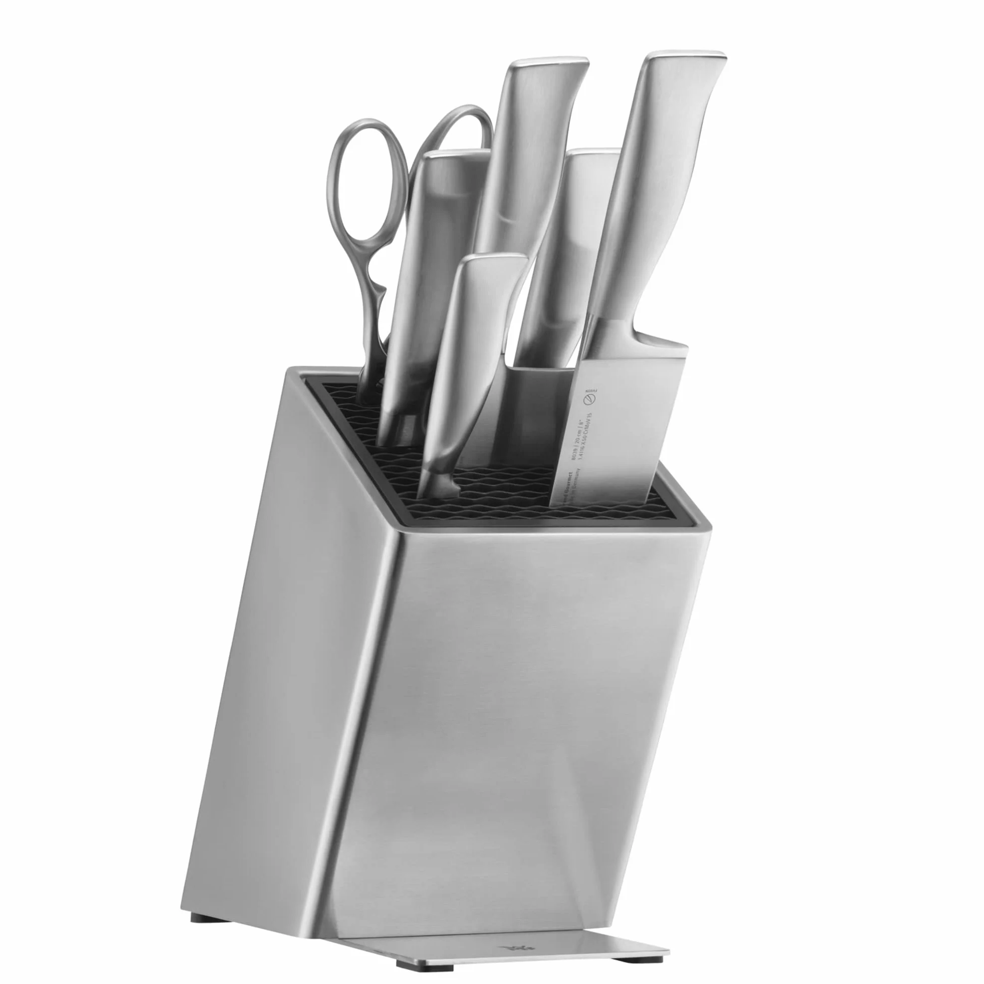 WMF 1893844500 FlexTec blok na noże ze stali nierdzewnej pusty, na maks. 15 noży kuchennych, możliwość podziału noży, optymalna ochrona, stal nierdzewna Cromargan, wysokiej jakości tworzywo sztuczne