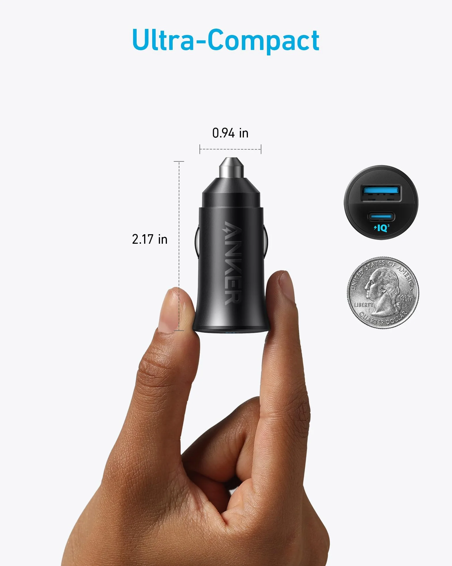 Ładowarka samochodowa Anker USB-C, 30 W, 2-portowa ładowarka samochodowa typu C, ładowarka samochodowa do iPhone'a z technologią Power IQ 3.0, do iPhone'a serii 17/16/15/14/13, Samsung Galaxy