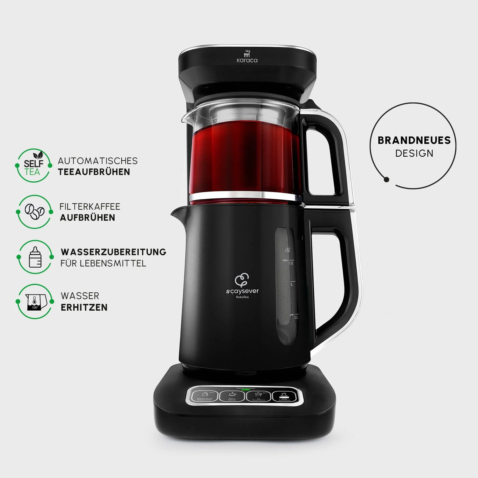 Karaca Caysever Robotea Pro 4 w 1 zaparzacz do herbaty i ekspres do kawy 2500 W chrom