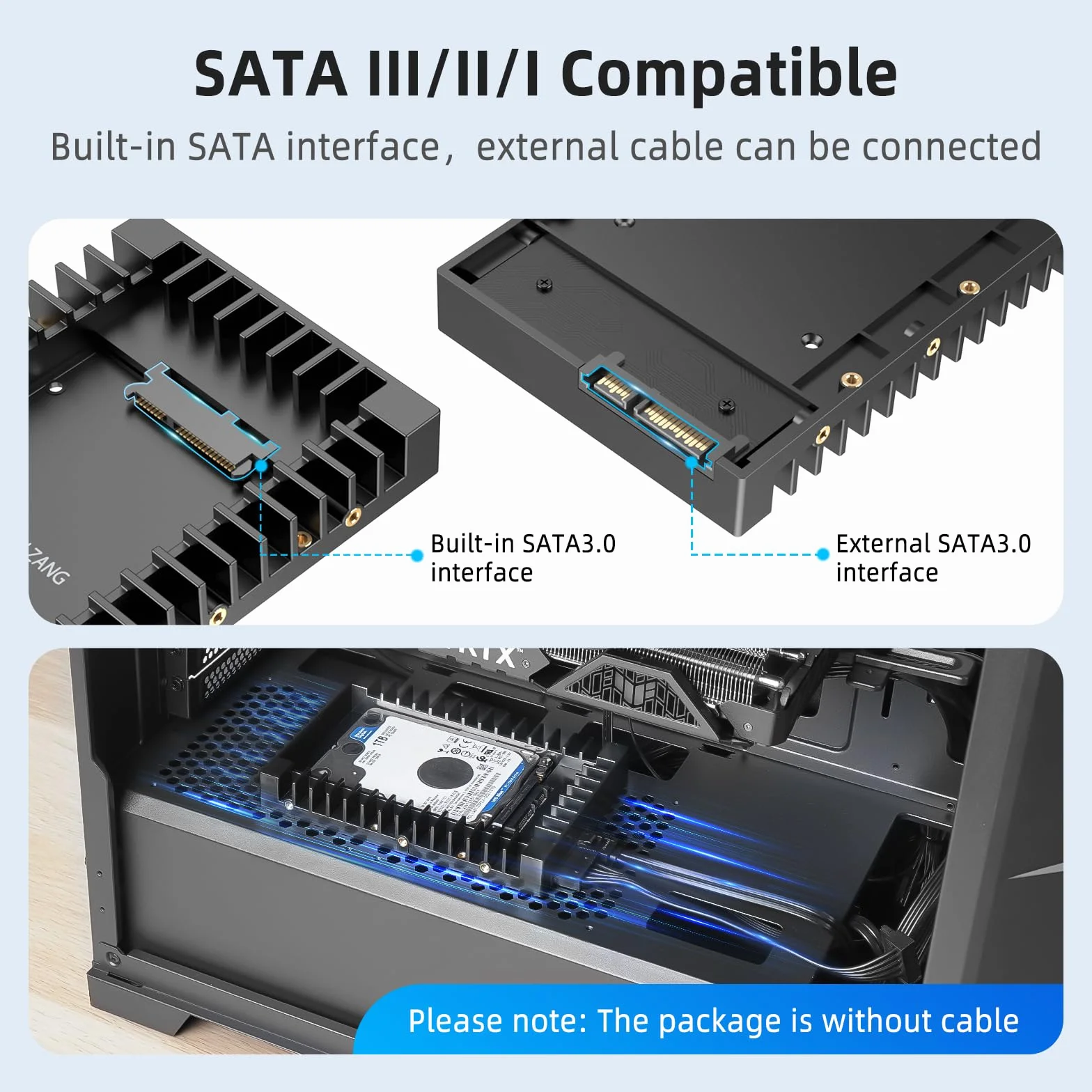 Adapter dysku twardego 2,5" na 3,5", SANZANG 2,5 na 3,5 SATA HDD SSD uchwyt montażowy konwerter z interfejsem SATA III do 7/9,5/12,5 mm 2,5 cala HDD/SSD