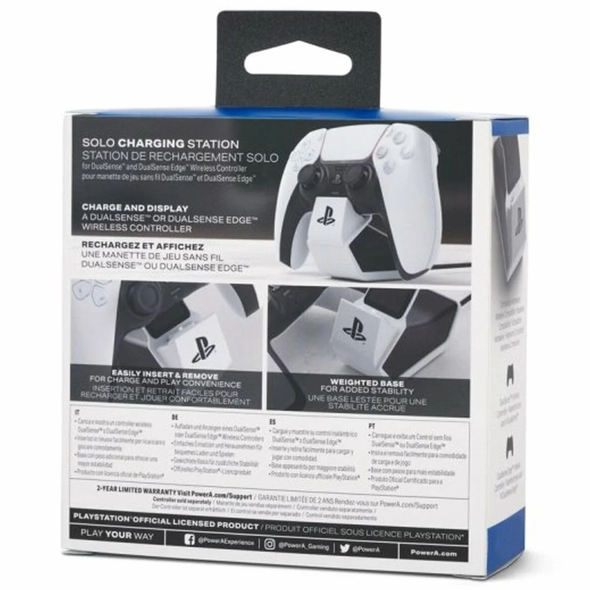 Biała stacja ładująca solo PowerA do kontrolera bezprzewodowego DualSense, Ładowanie kontrolera DualSense, ładowanie, Sony PlayStation, PS5, oficjalnie licencjonowane