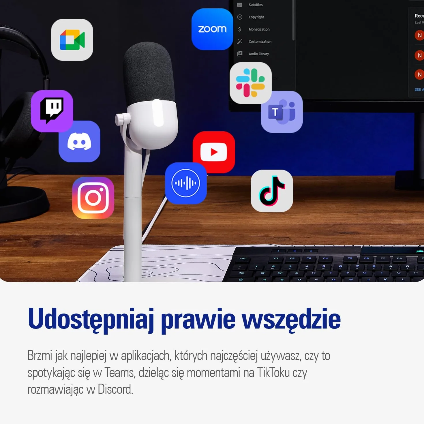 Elgato Wave Neo – mikrofon pojemnościowy USB, wyciszanie dotknięciem, gry, transmisje, spotkania, nagrywanie głosu, Teams/Zoom/OBS/Twitch/YouTube itp., Plug-'n-Play, laptop, PC, Mac, iPad, iPhone