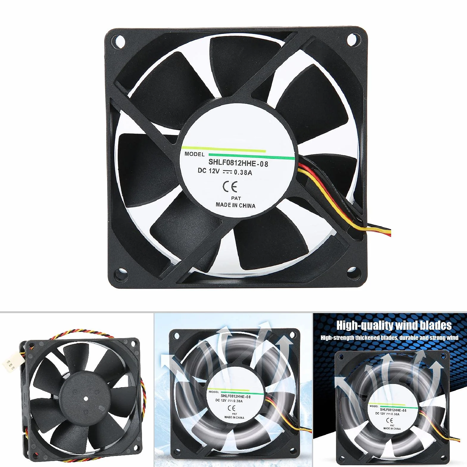 Duchowa prędkość 80 X 80 X 20 Mm 12 V 3pin Wentylator Chłodzący do Rozpraszania Ciepła, 000 Godzin Pracy w Zakresie Wydajnych Rabatów Cieplnych