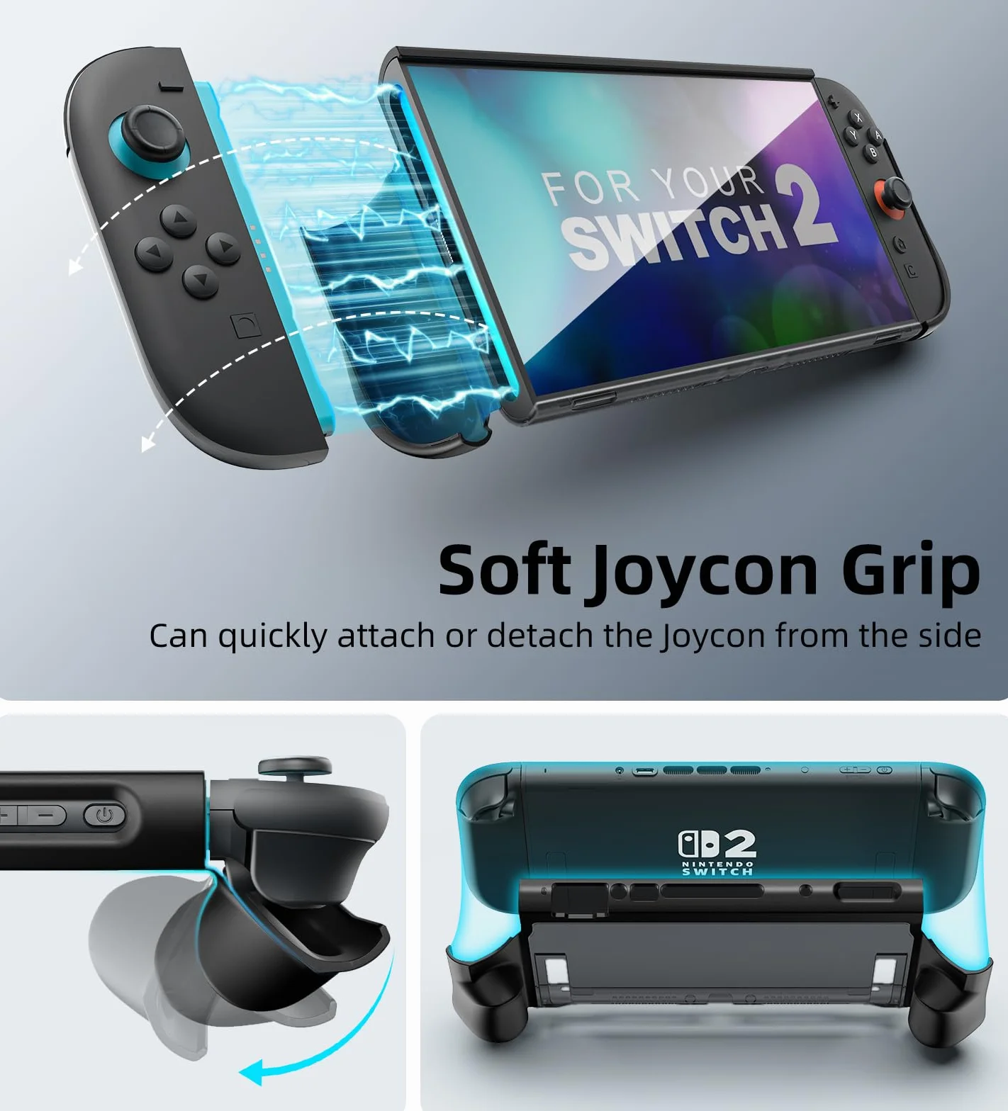 TiMOVO Dockable Case for Nintendo Switch 2 2025, TPU Grip Protective Case Accessories with Quick-Release Design for Switch 2, Anti-Scratch Shockproof Console Hard Cover, Black