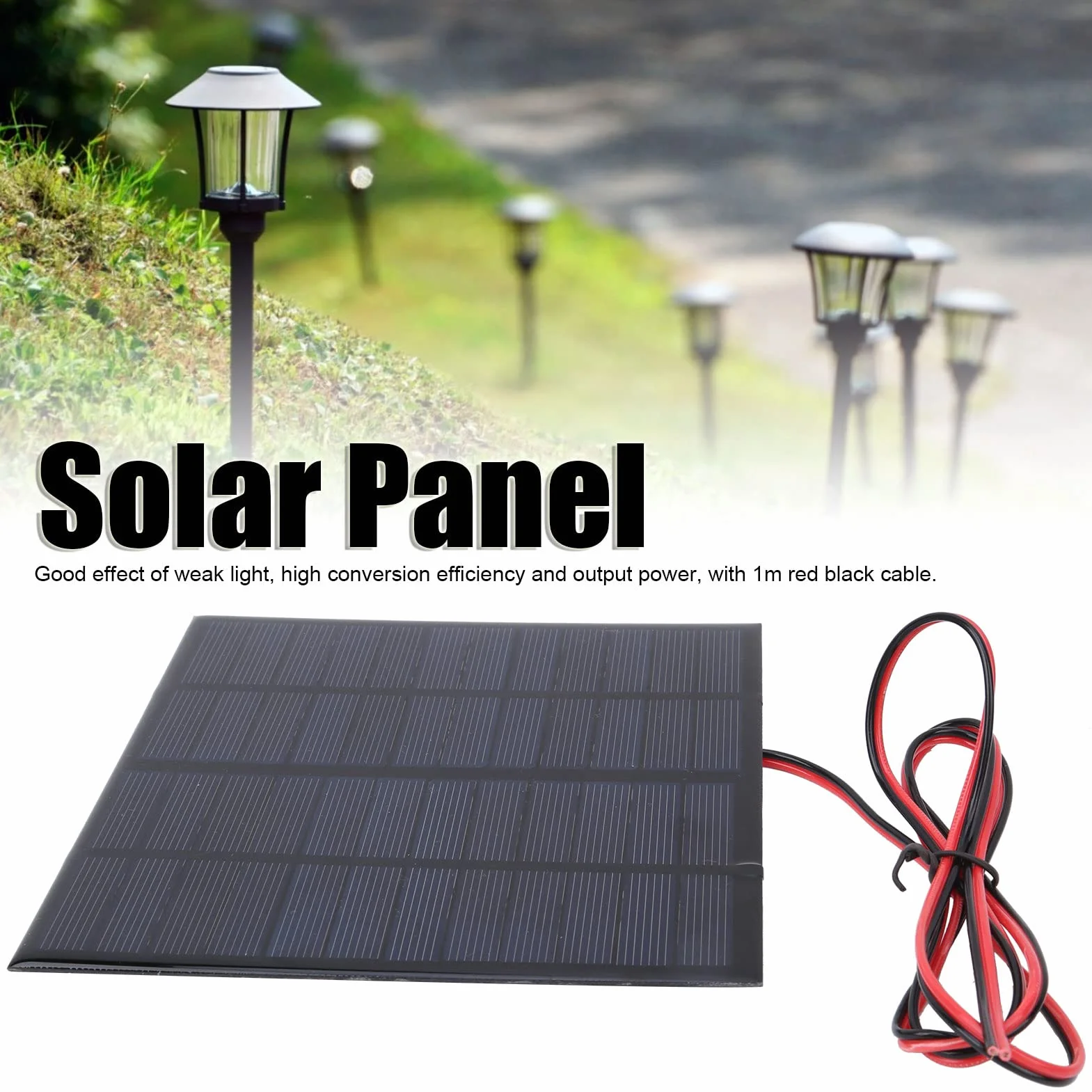 Moduł panelu słonecznego, ładowarka solarna 12 V 3 W, mini przenośna ładowarka do paneli słonecznych, panel słoneczny, moduł płyty epoksydowej z kablem 1 m