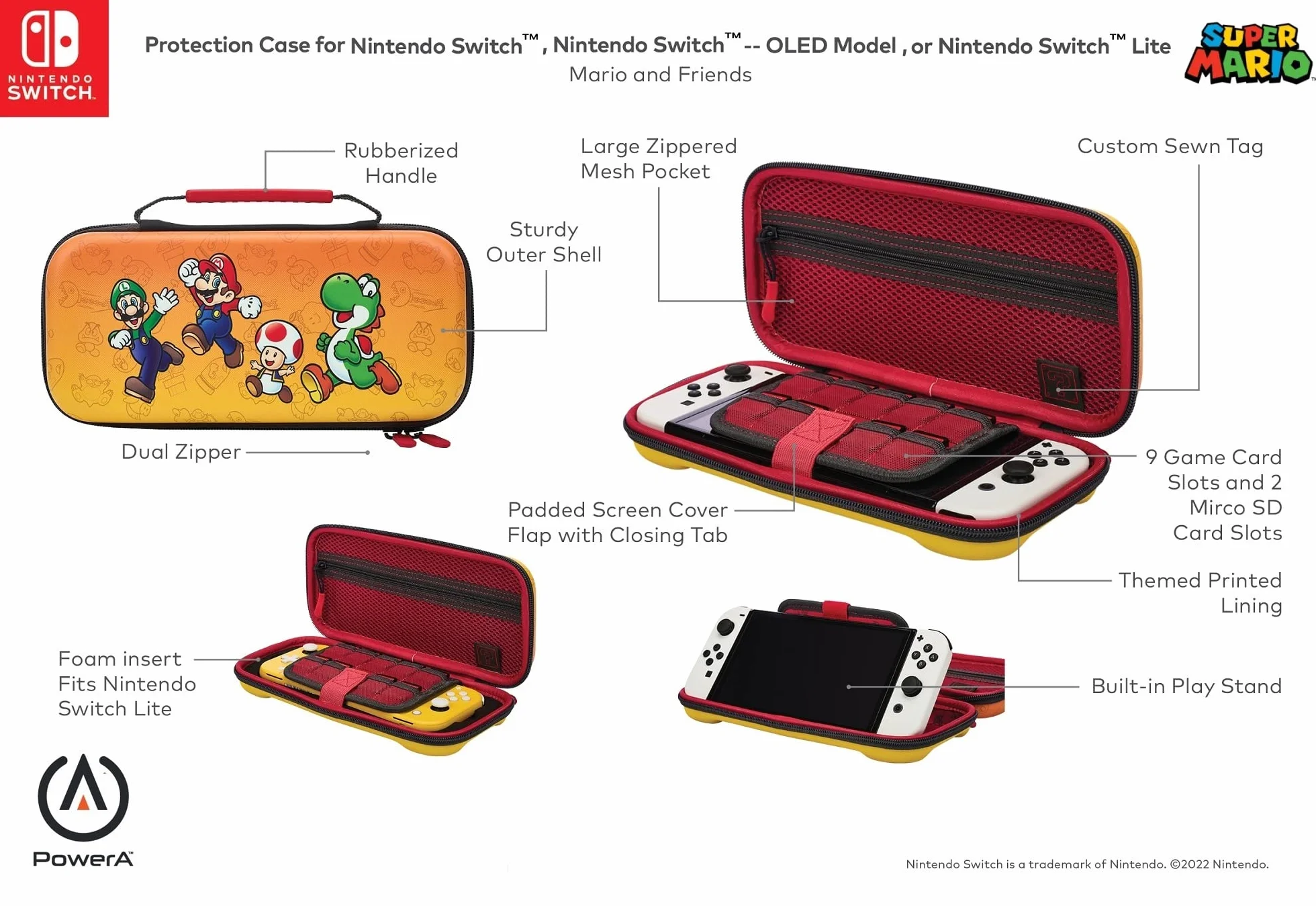 Ochronny pokrowiec PowerA na konsolę Nintendo Switch - OLED Model, Nintendo Switch lub Nintendo Switch Lite - Mario and Friends