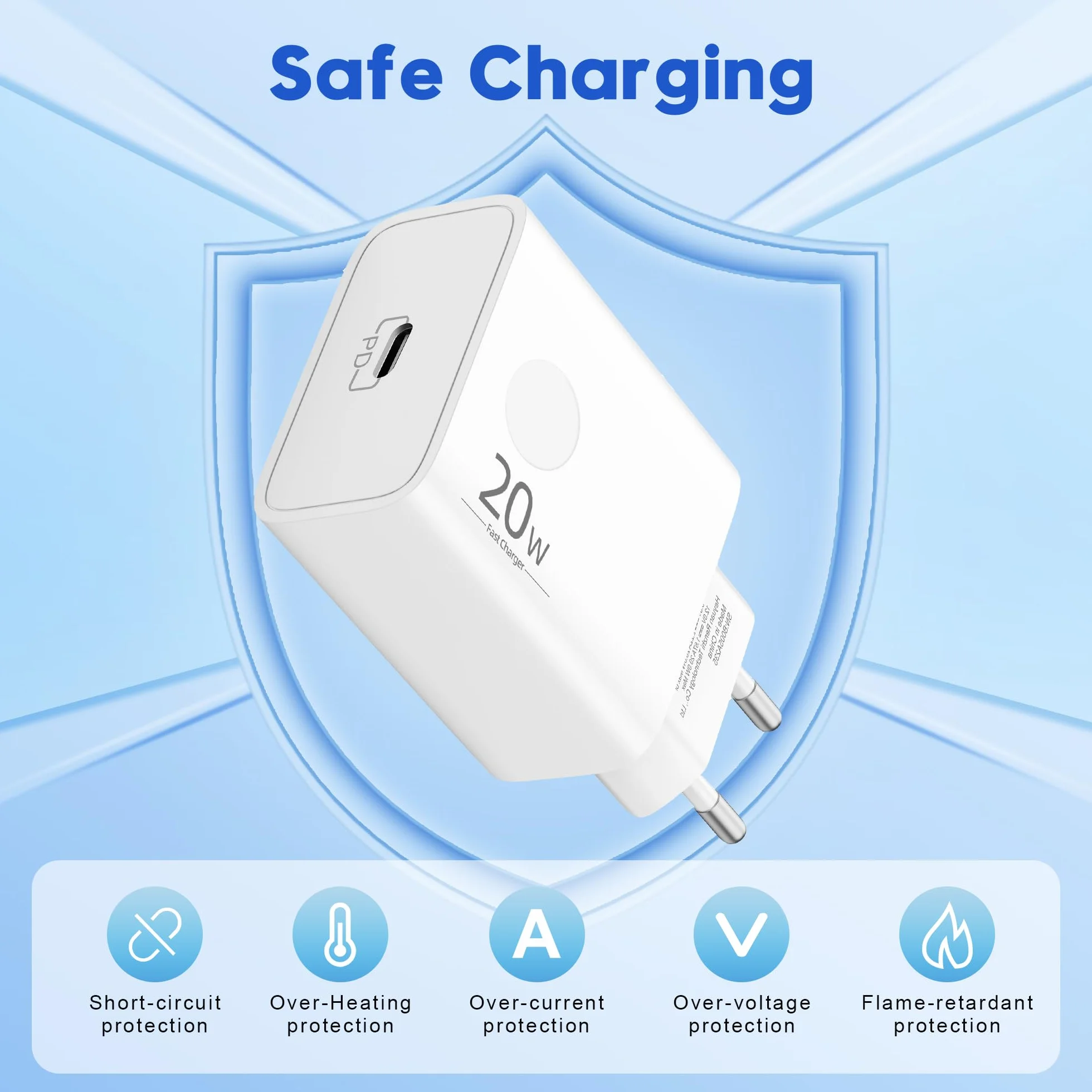 Ładowarka do iPhone 14 13 12 11 Pro Max Plus Mini SE XS XR X 8 7, Zasilacz USB-C 20W Szybka Ladowanie Adapter Wtyczka Gniazdo Type-C i Kabel 2m