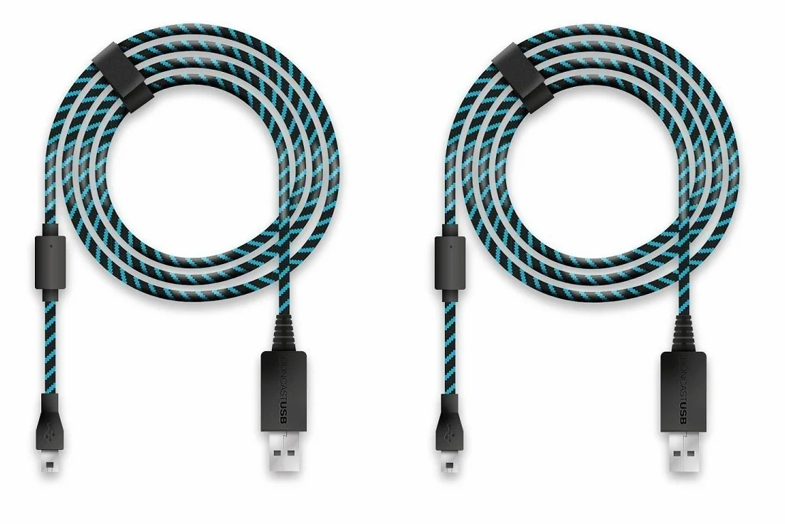 Kabel ładujący Lioncast/kabel USB/kabel kontrolera do kontrolera PS4 i Xbox One, 4m czarny/niebieski Micro USB/Essential Playstation 4 i Xbox One Akcesoria dla każdego gracza - opakowanie 2 szt.