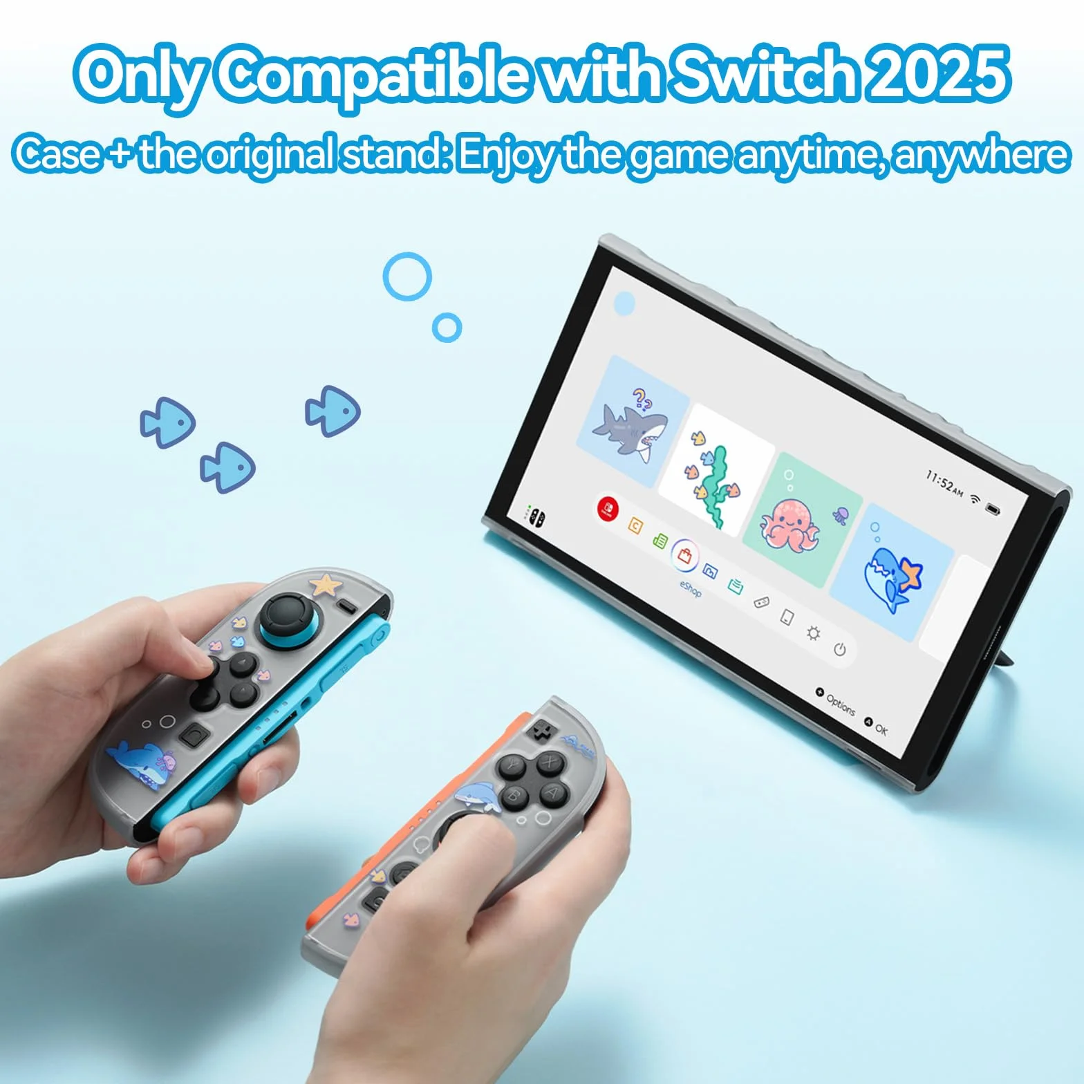 GeekShare Smukłe etui kompatybilne z Switch 2, amortyzacja wstrząsów i zarysowania obudowa PC do konsoli do gier Switch 2 - impreza z rekinami