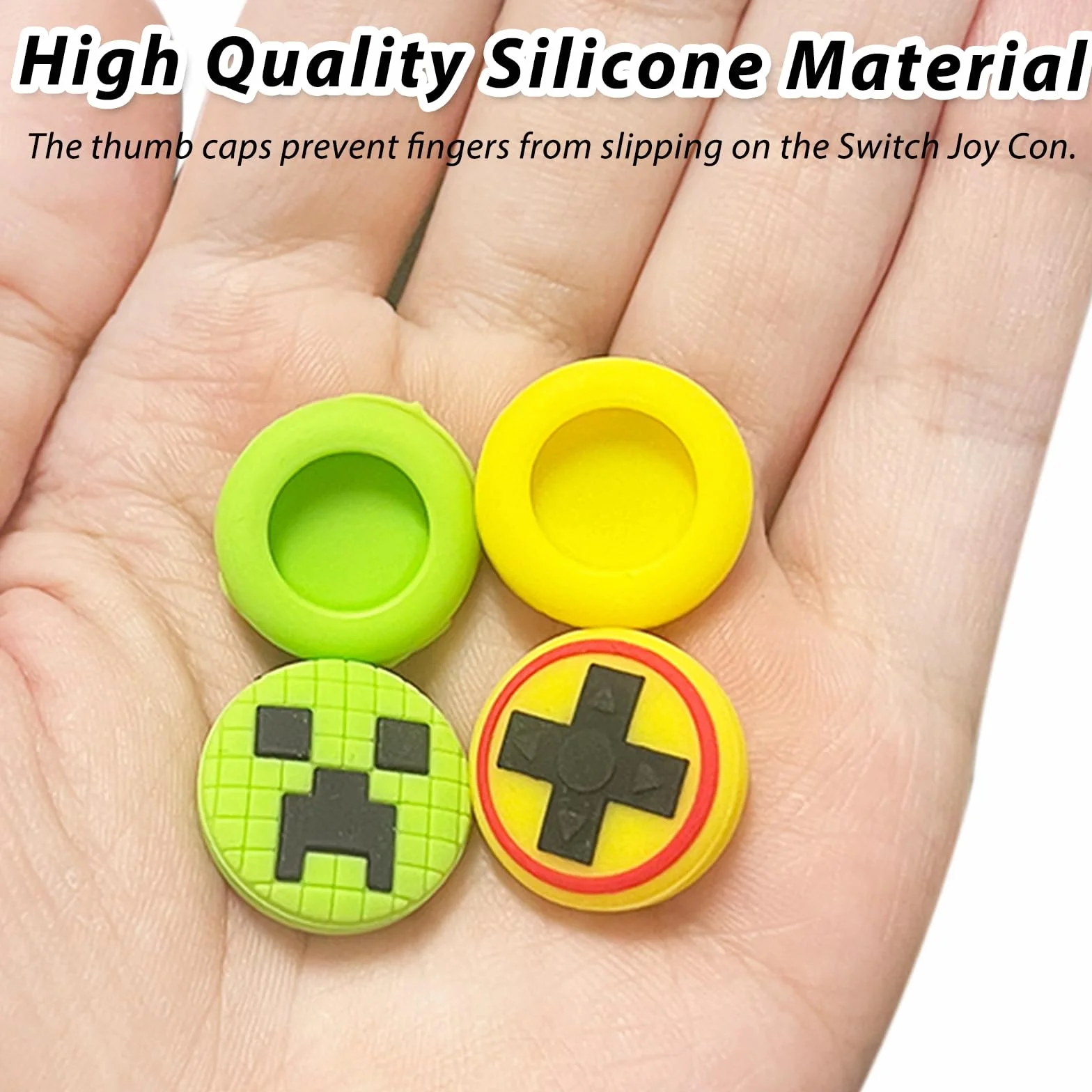 4 sztuki joysticka nakładki kompatybilne, silikonowe, analogowe, do joysticka, kompatybilne z Nintendo Switch/OLED/Lite Grip (zielone i żółte)