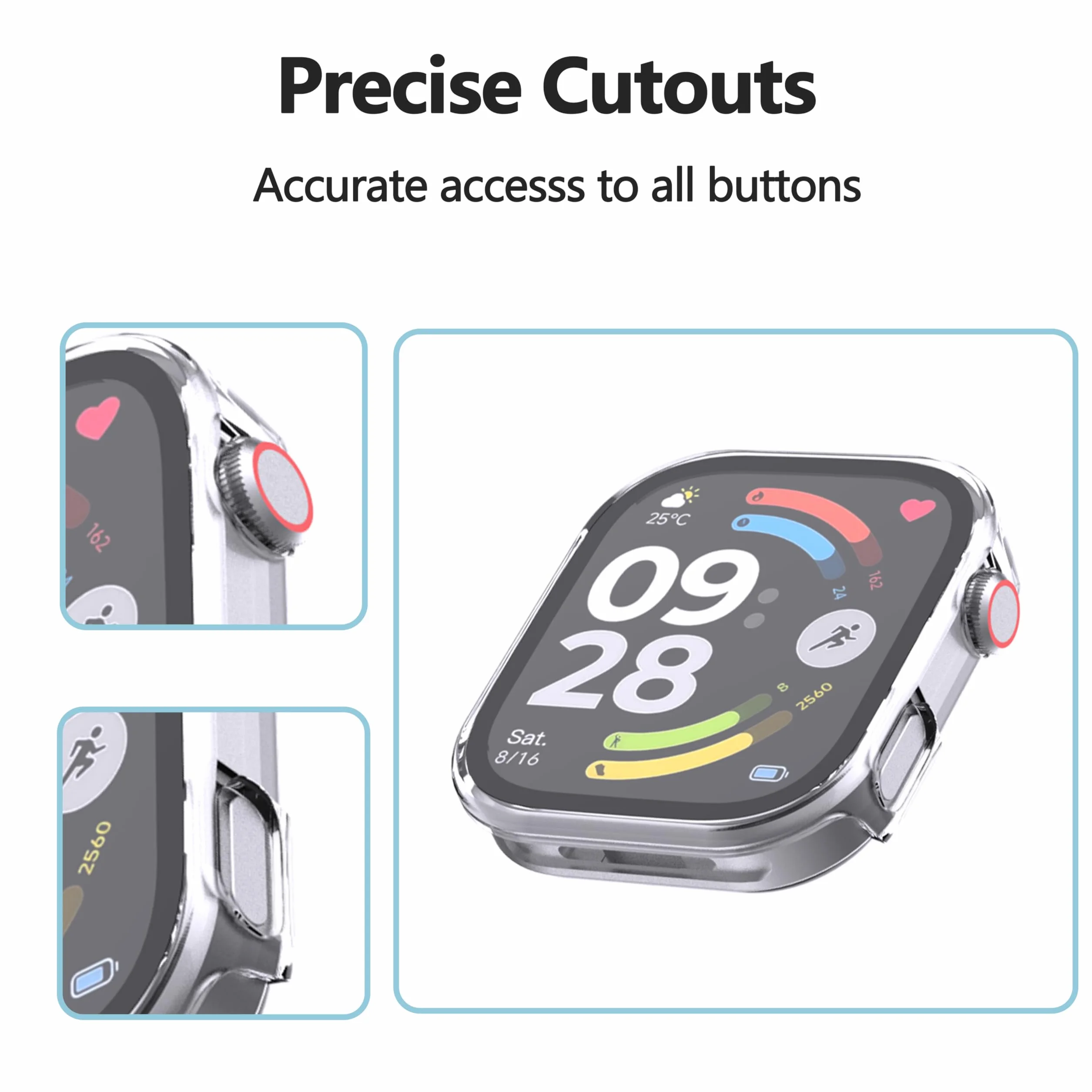 WFTE Etui do Redmi Watch 6 z osłoną ekranu ze szkła hartowanego, odporne na upadki, odporne na zarysowania, cienkie, twarde etui ochronne na cały korpus, odporne na wstrząsy i antypoślizgowe etui na