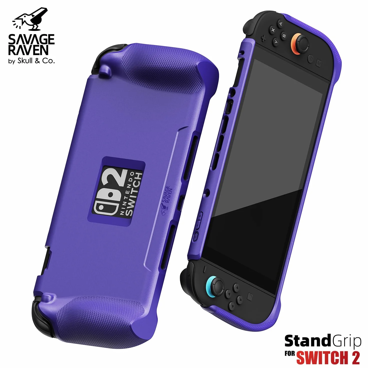 Savage Raven by Skull & Co. Pakiet StandGrip do Nintendo Switch 2: Ochronne etui z teksturowanymi uchwytami Pełna ochrona, odporna na wstrząsy antypoślizgowa i odporna na zarysowania osłona (z walizką