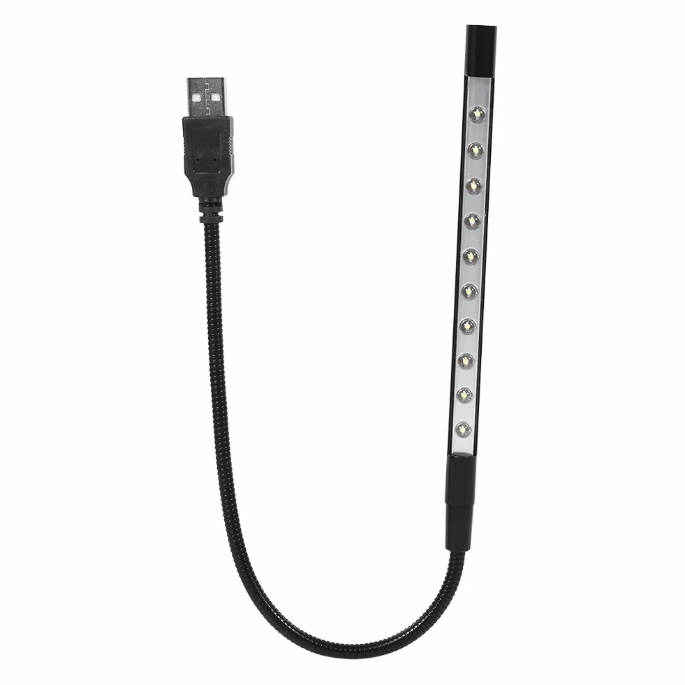 Elastyczne diody LED Mini USB 10 lamp-Taschenlampe do laptopa komputer stancjonarny Tastatur (Schwarz)
