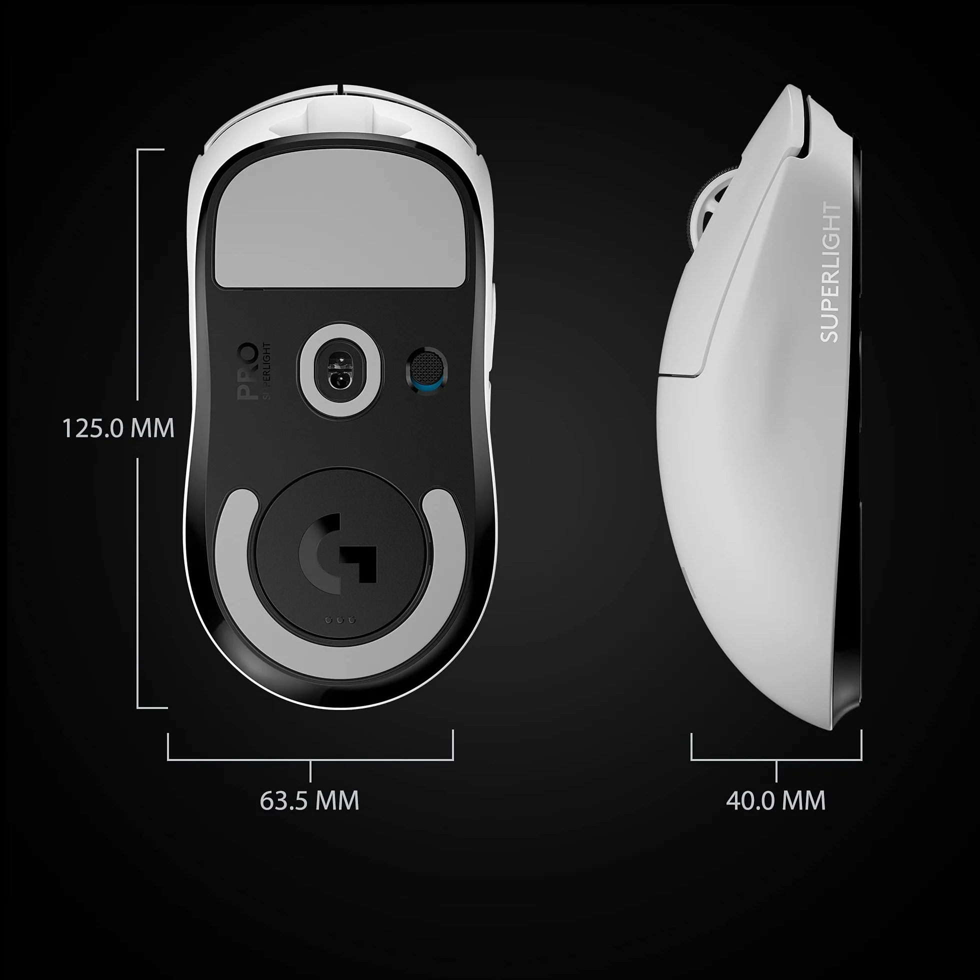 Logitech G PRO X SUPERLIGHT bezprzewodowa mysz gamingowa z czujnikiem HERO 25K, bardzo lekka 63 g, 5 programowalnych przycisków, czas pracy baterii 70 godzin, Zero Additive PTFE Feet, PC/Mac - biała
