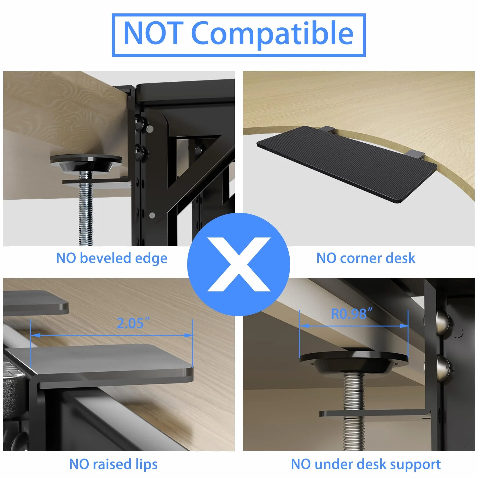 suptek Platforma przedłużająca biurko, Ergonomiczna półka na biurko, Przedłużenie biurka z zaciskiem 240 x 600 mm, Składana platforma z półką na klawiaturę, Nadaje się do biur, DSF3L