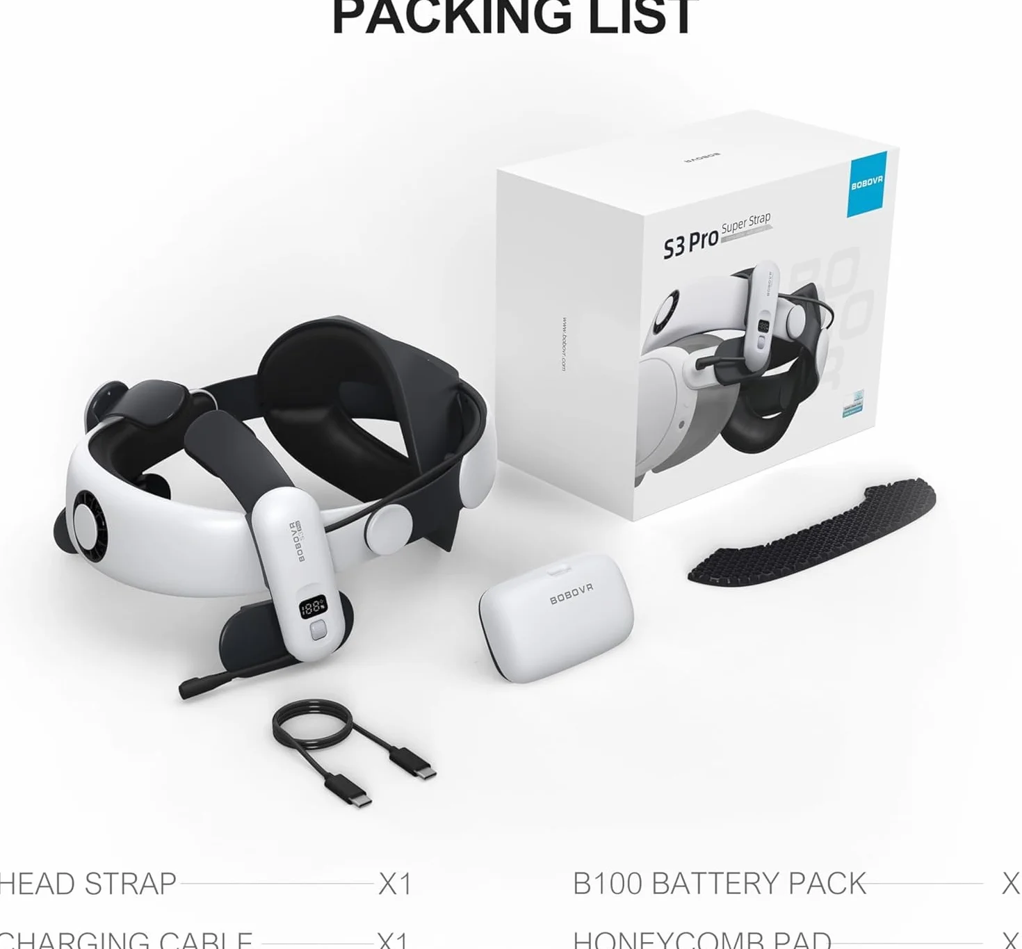 BOBOVR S3 Pro Zestaw akumulatorów 10000 mAh z głowicą klimatyzacyjną, kompatybilny z Meta Quest 3/Quest 3S