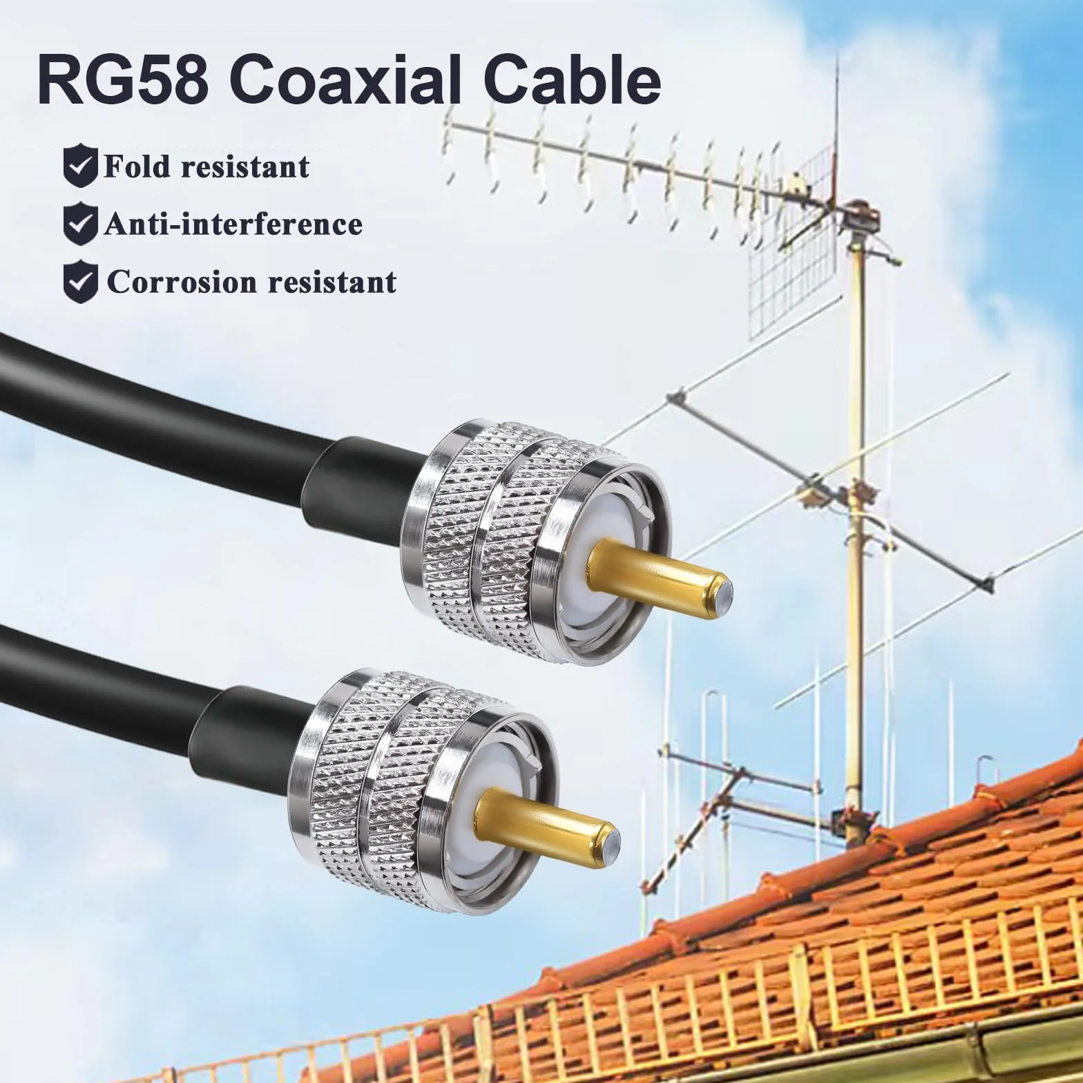TUOLNK PL259 Überbrückungskabel RG58 UHF Stecker auf Stecker Low Loss 50 Ohm CB Funk Koaxialkabel 12 Zoll (30 cm) SO239 Wifi Antennen Verlängerungskabel für HAM Funkantennen Analysator 2er Pack