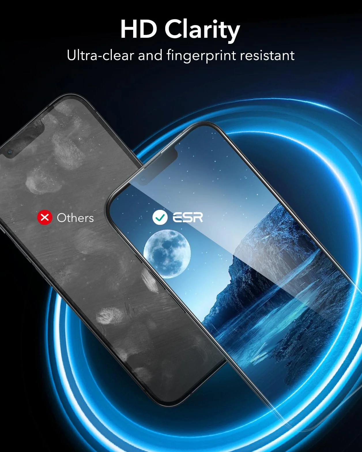 ESR Szkło hartowane kompatybilne z iPhone 14 ochraniacz ekranu i iPhone 13/13 Pro, z łatwą instalacją, ochroną klasy wojskowej, ultra wytrzymały, odporny na zarysowania, 3-pak