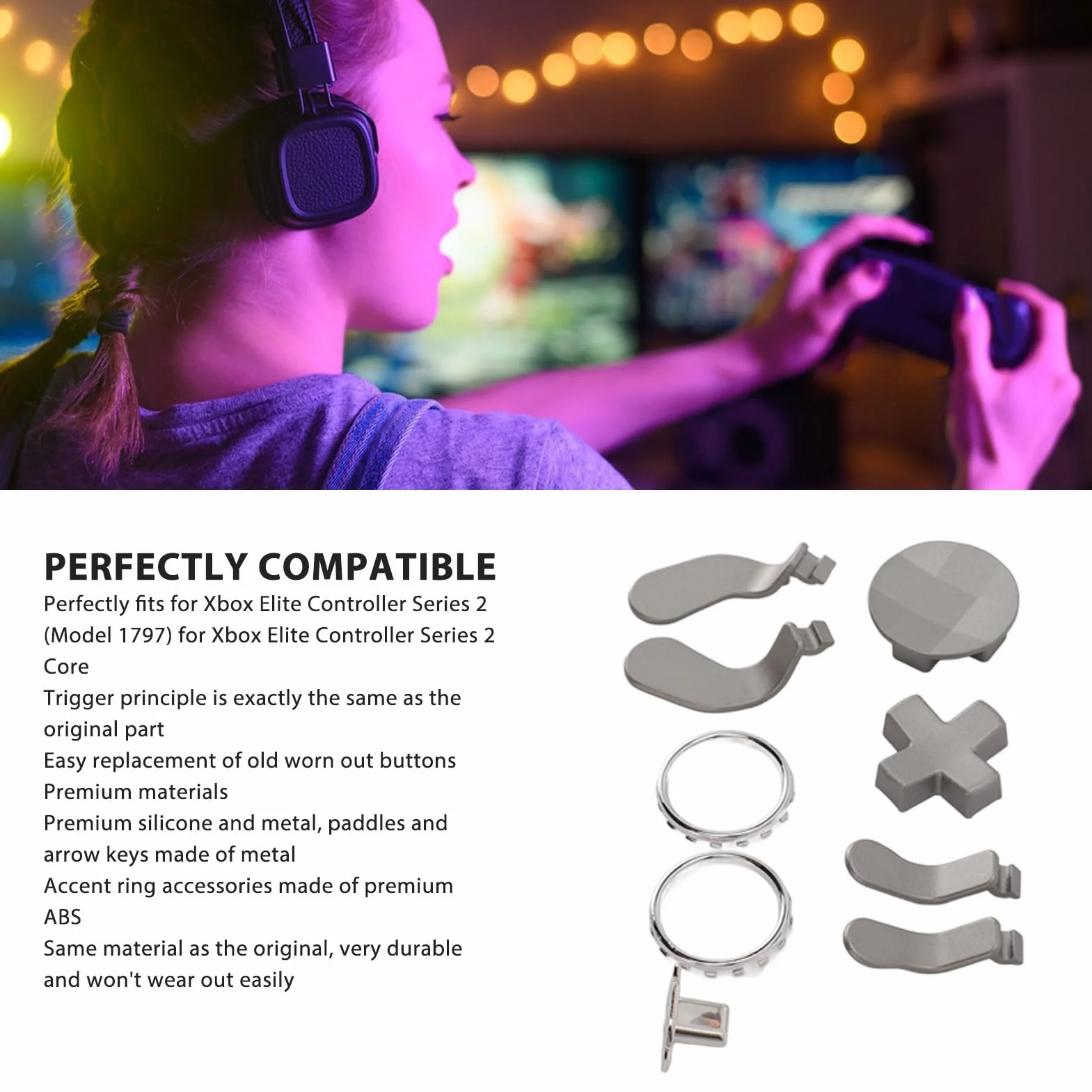 Metalowe Kciuki 15 w 1 do Konsoli Xbox One Elite Series 2, Części Akcesoriów do Kontrolerów Elite Series 2, Akcesoria do Gier Zamienniki do Kontrolera Xbox One Elite Series 2